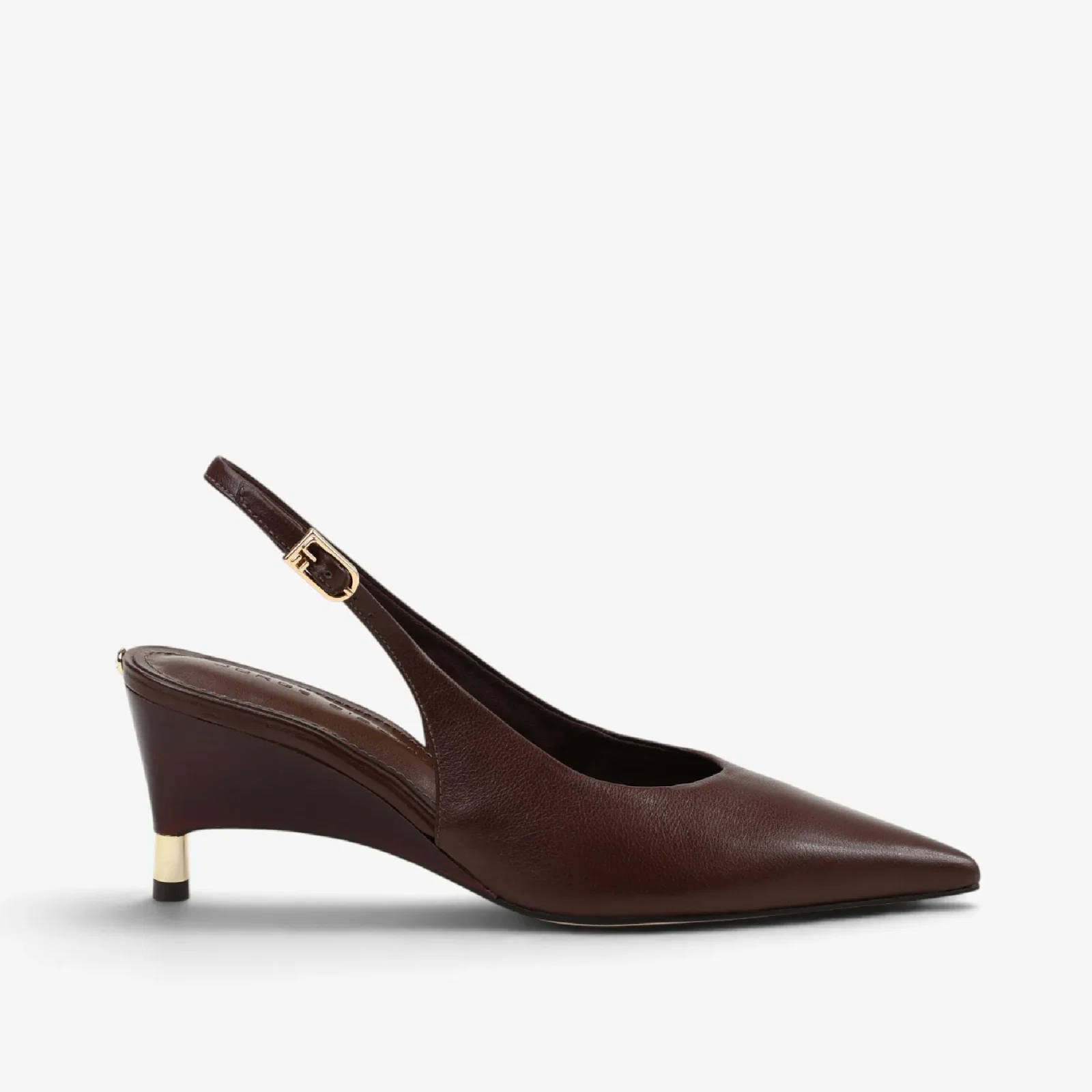 Slingback Marrom Café Couro
