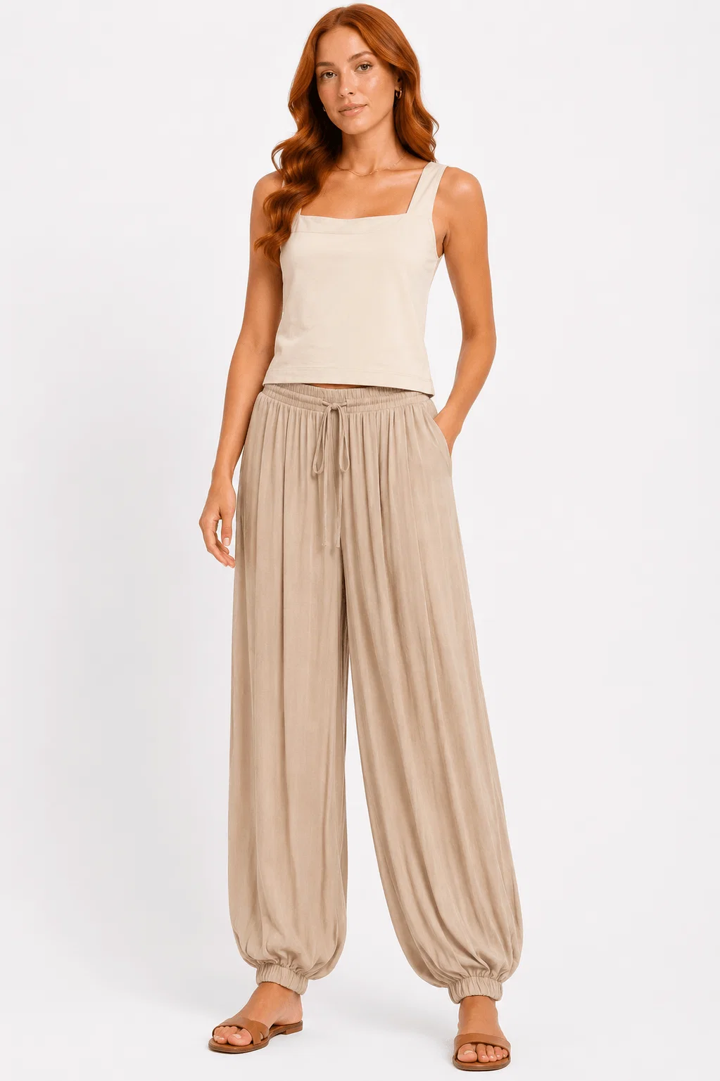 Calça Aladim Cós Amarração - Areia