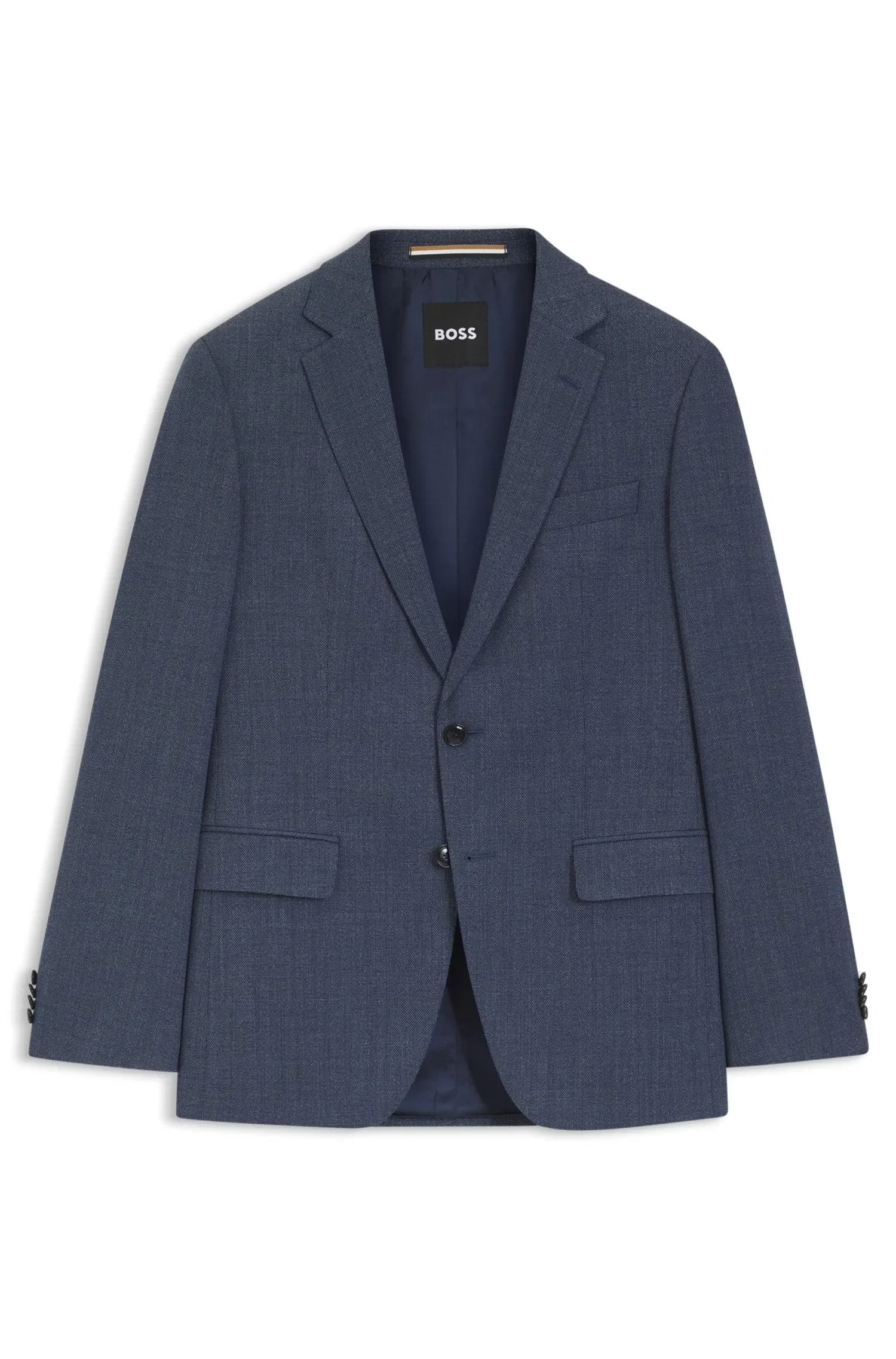 Blazer Slim Fit Em Lã Elástica Com Padrão
