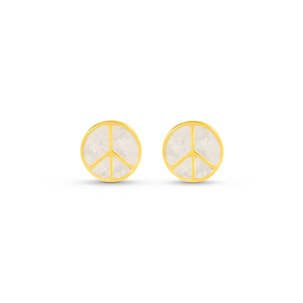 Brinco Life Redondo Paz e Amor Prata Banho Ouro Amarelo — imagem 1