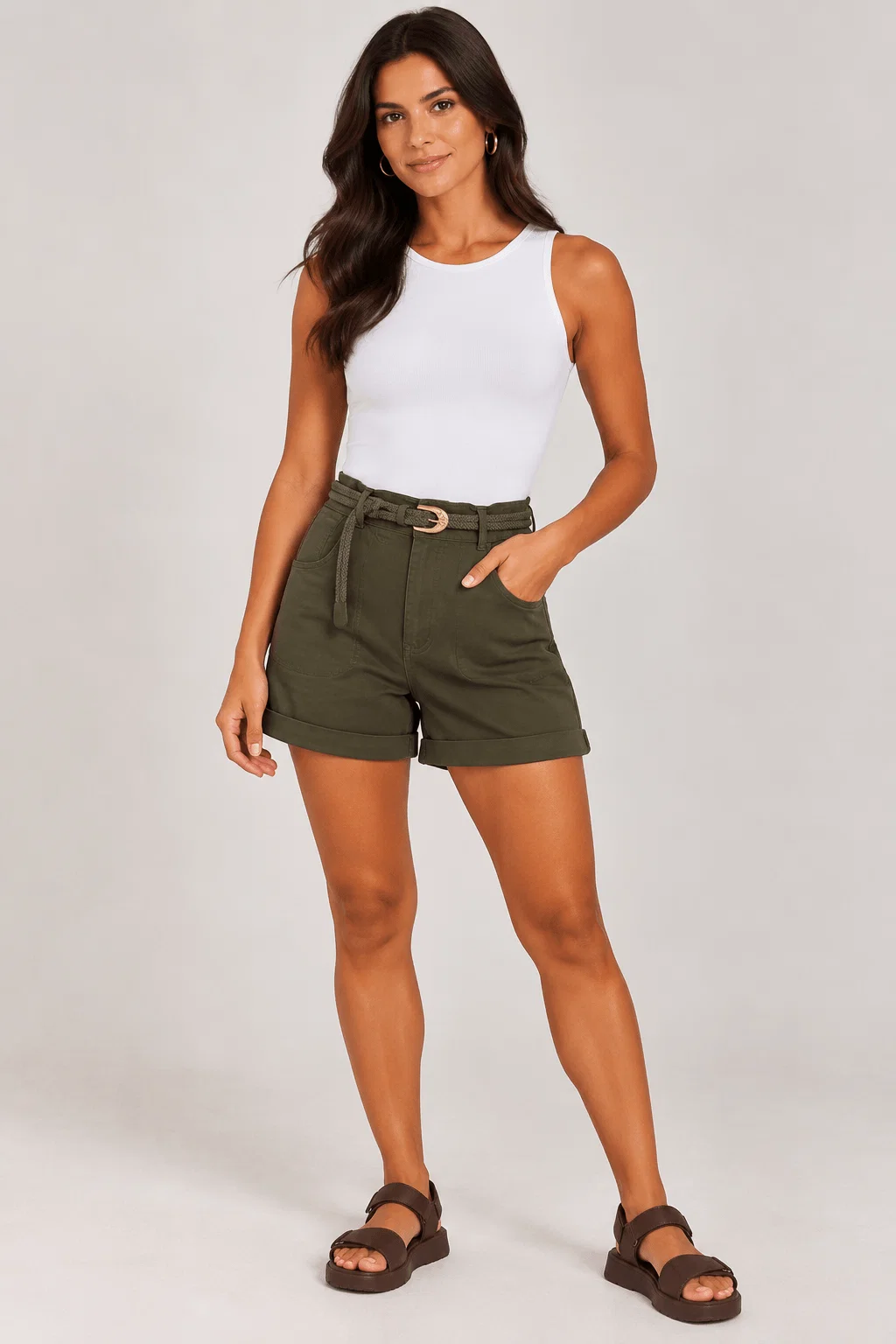 Short Reto Com Cinto - Verde
