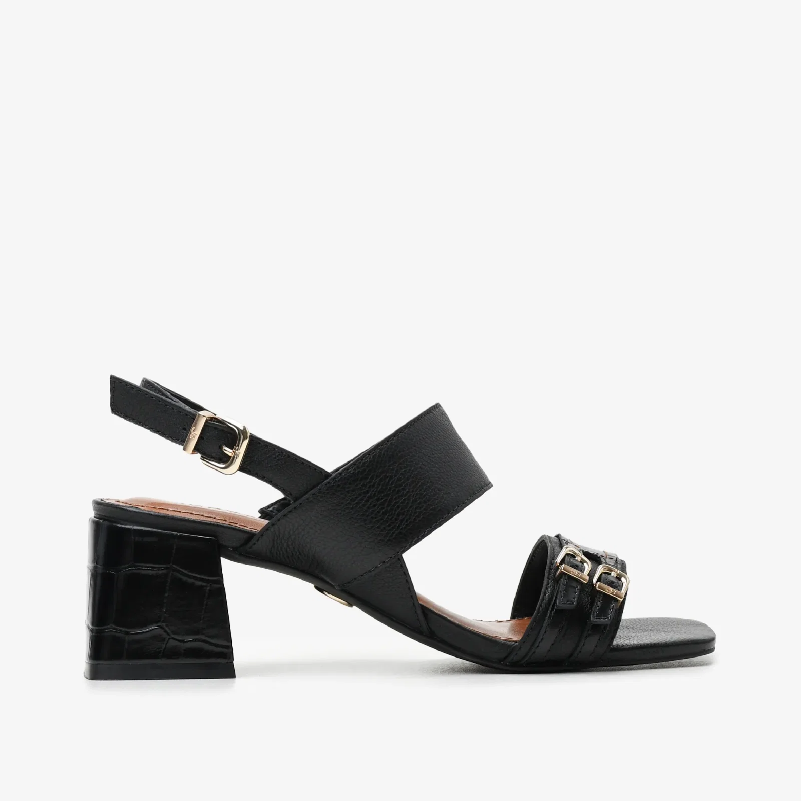 Sandália Preto Couro Croco