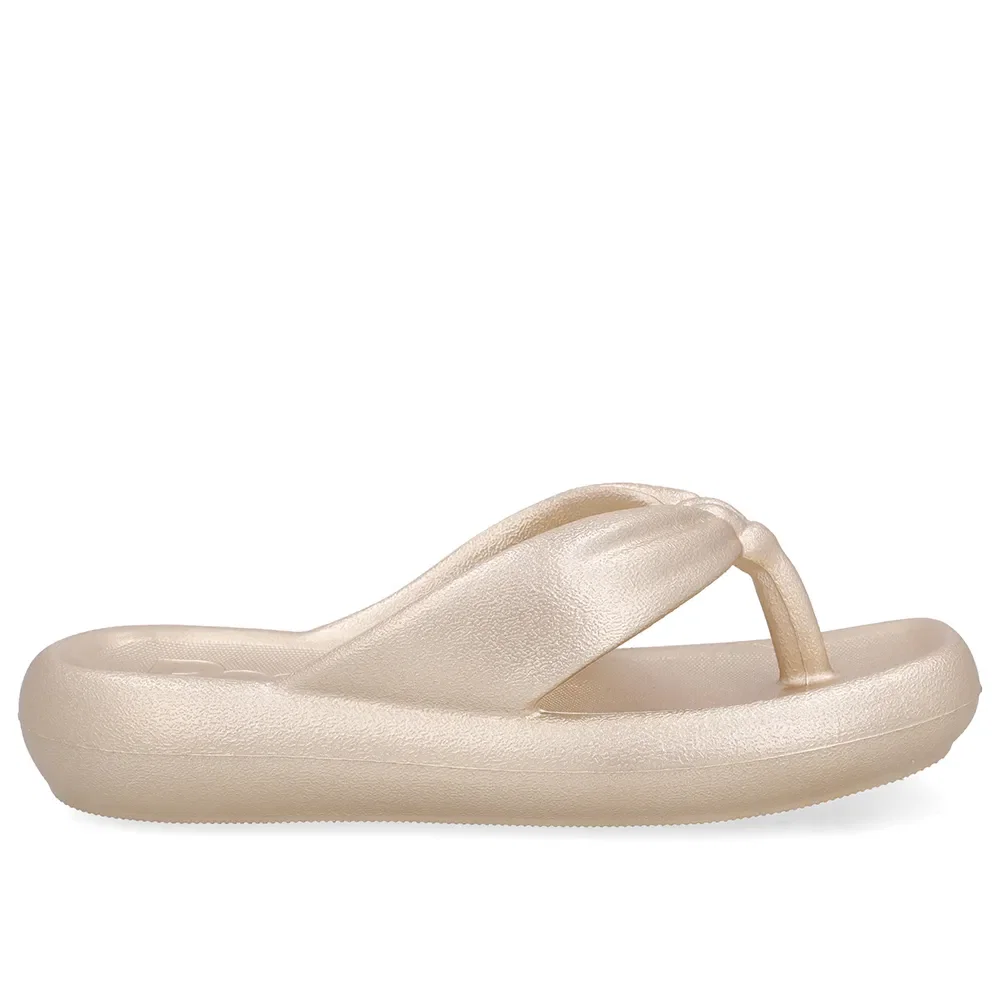 Chinelo Dourado Poofy Bico Quadrado Eva — imagem 1