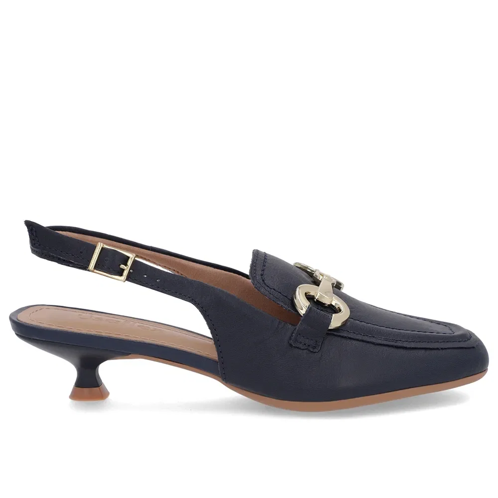 Slingback Azul Tira Calcanhar Couro Bridão — imagem 1