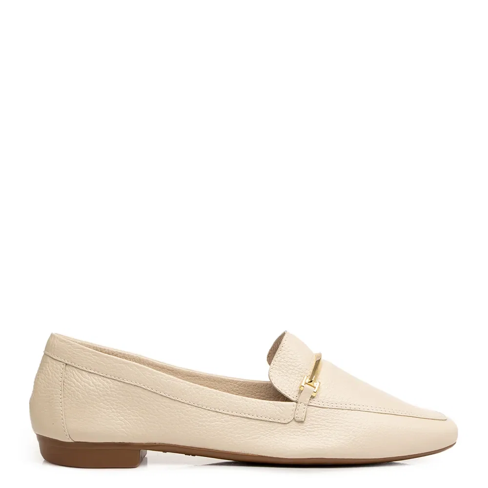 Mocassim Off White Couro Bridão