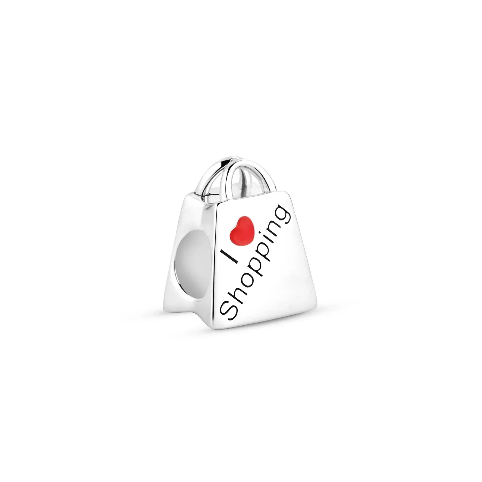 Pingente Life Fashion I Love Shopping em Prata 925 e Esmalte — imagem 1