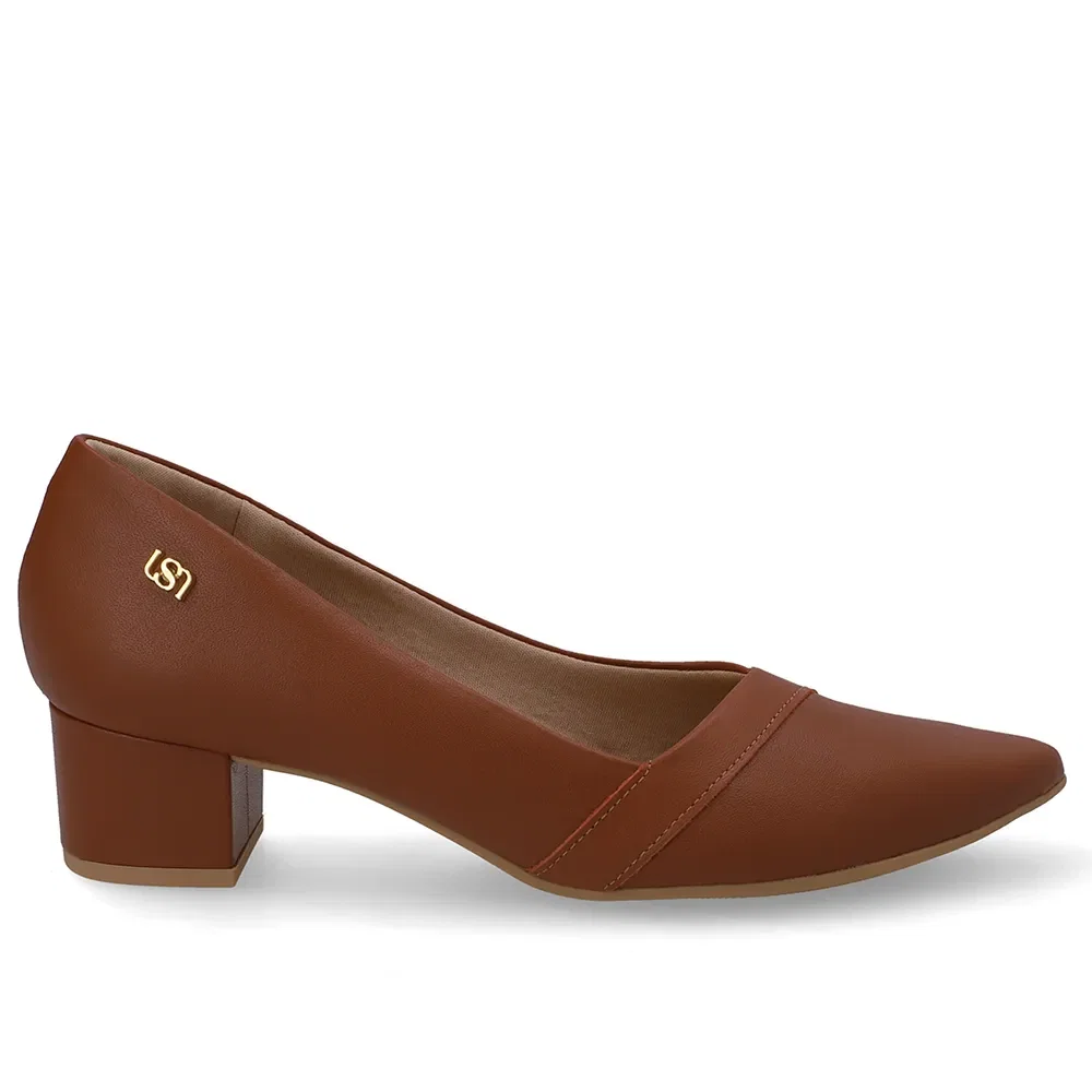 Scarpin Couro Marrom Bico Fino — imagem 1