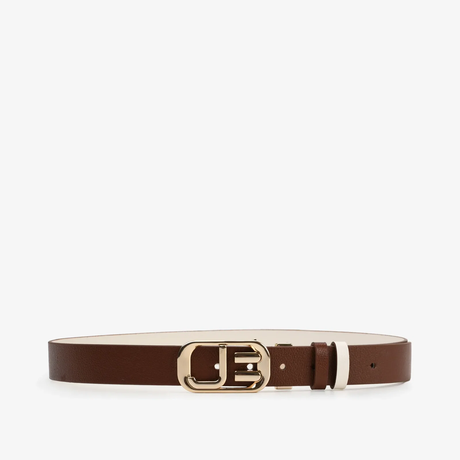 Cinto Reversivel Marrom Tabaco Off White Algodão Couro — imagem 1
