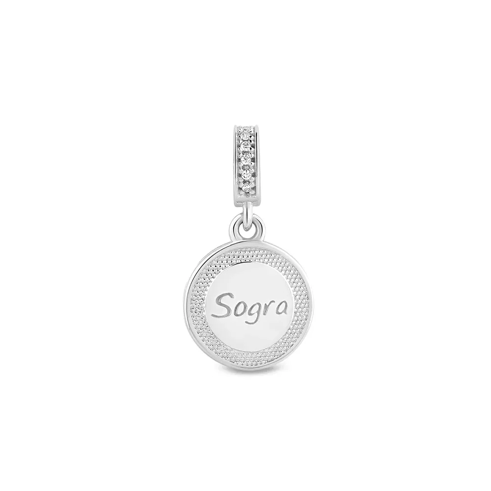 Pingente Life Mama Medalha Sogra em Prata 925 com Pedras Incolores — imagem 1