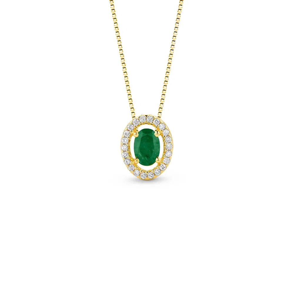 Pingente Splendore em Ouro Amarelo 18k com Esmeralda e Diamantes, 10mm — imagem 1