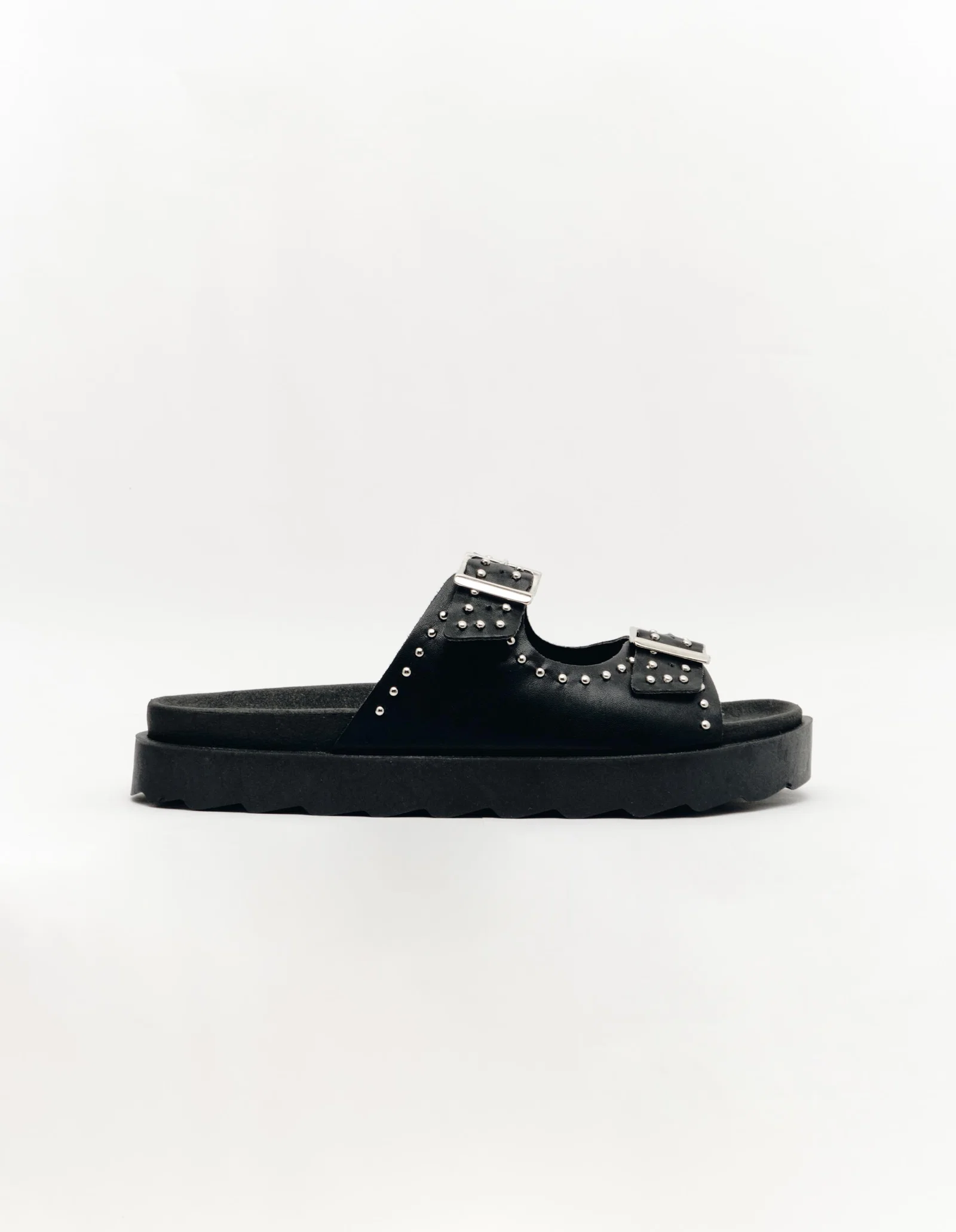 Sandália Birken Duas Fivelas Com Rebites - Preto