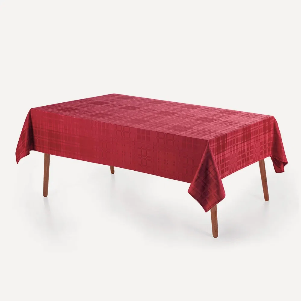 Toalha de Mesa Retangular 8 Lugares Tartan Vermelho — imagem 1