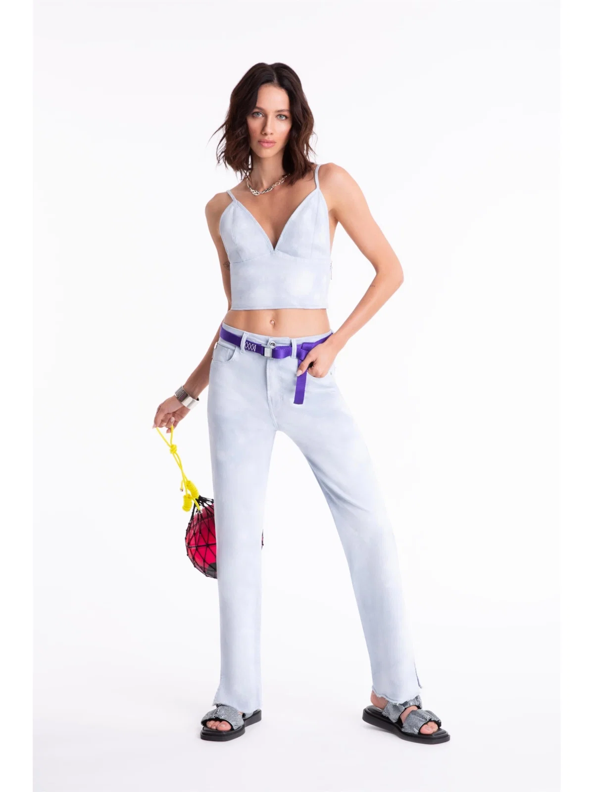 Calça Color Low Rise Tie Dye Azul Pervante — imagem 1