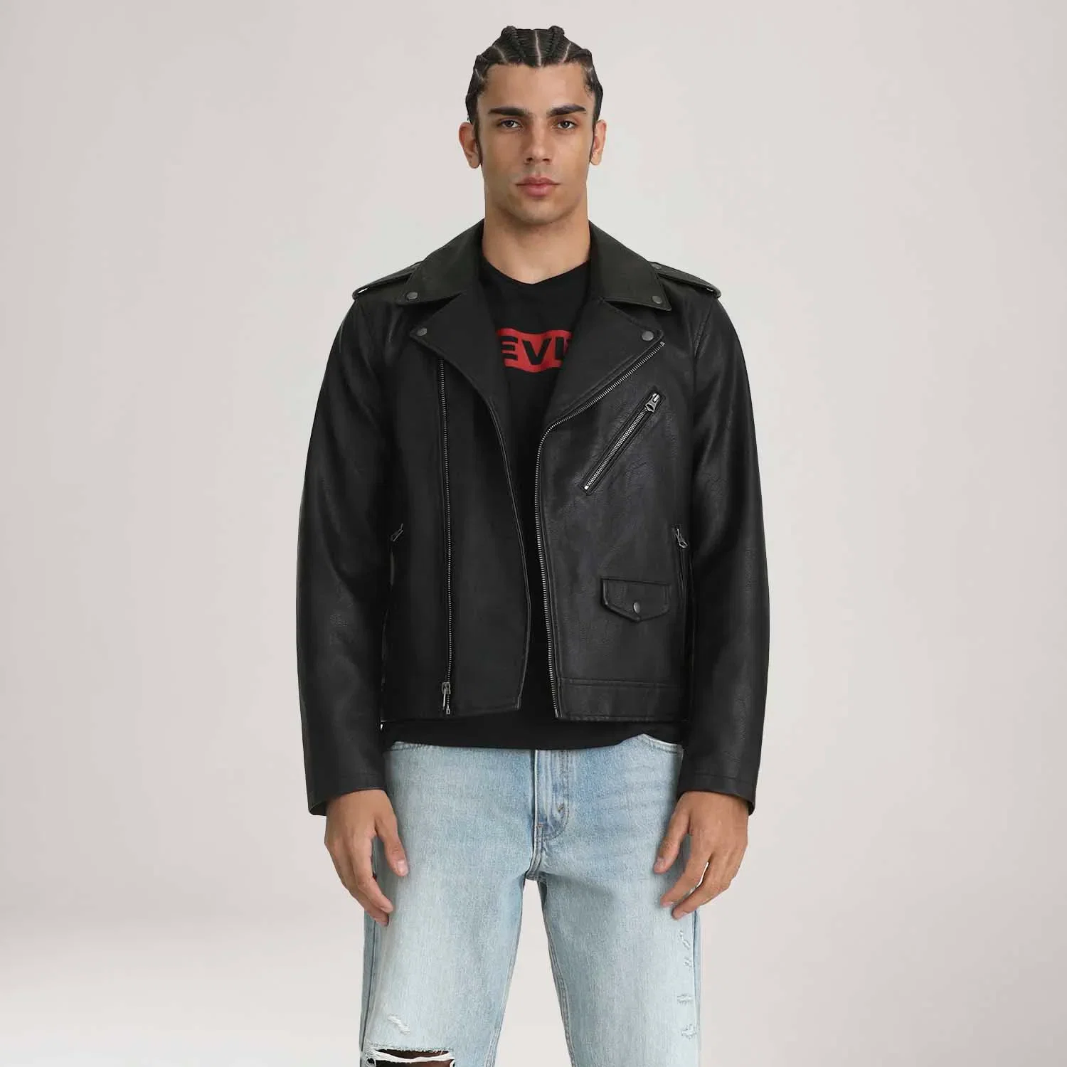 Jaqueta de Couro Sintético Levi's® Asym Motorcycle Preta — imagem 1