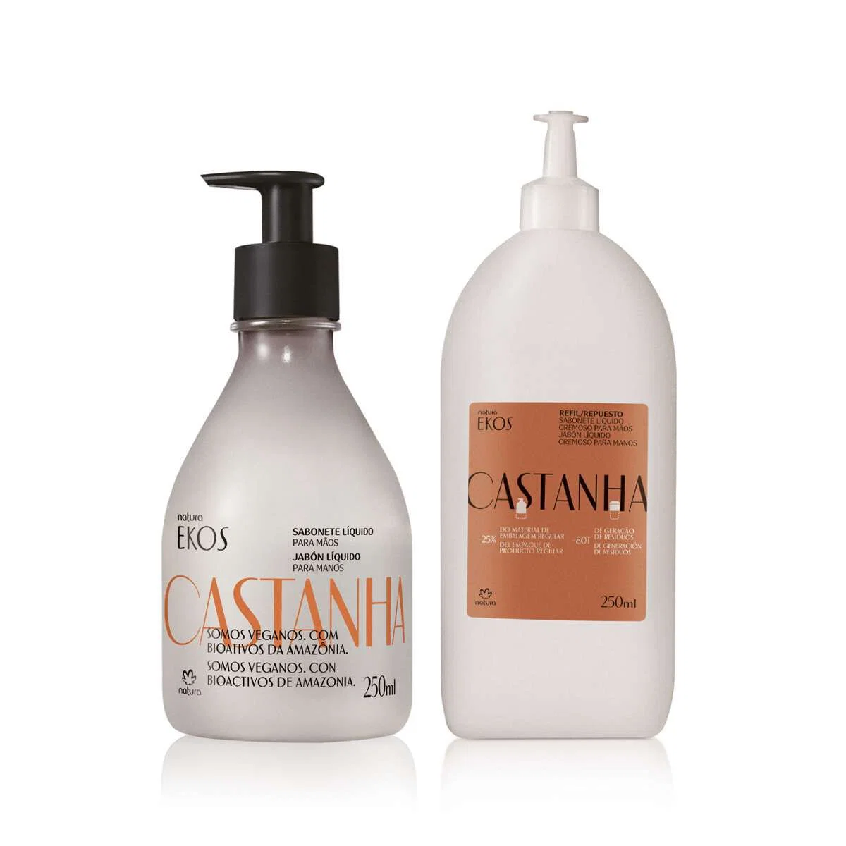Kit Sabonete Líquido para Mãos Ekos Castanha com Refil 250 ml