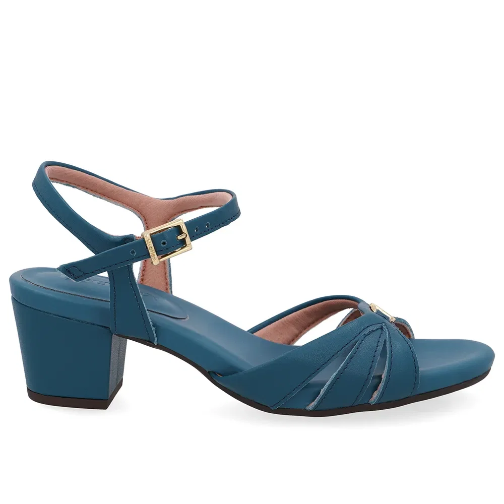 Sandália Couro Azul Tiras Lateral — imagem 1