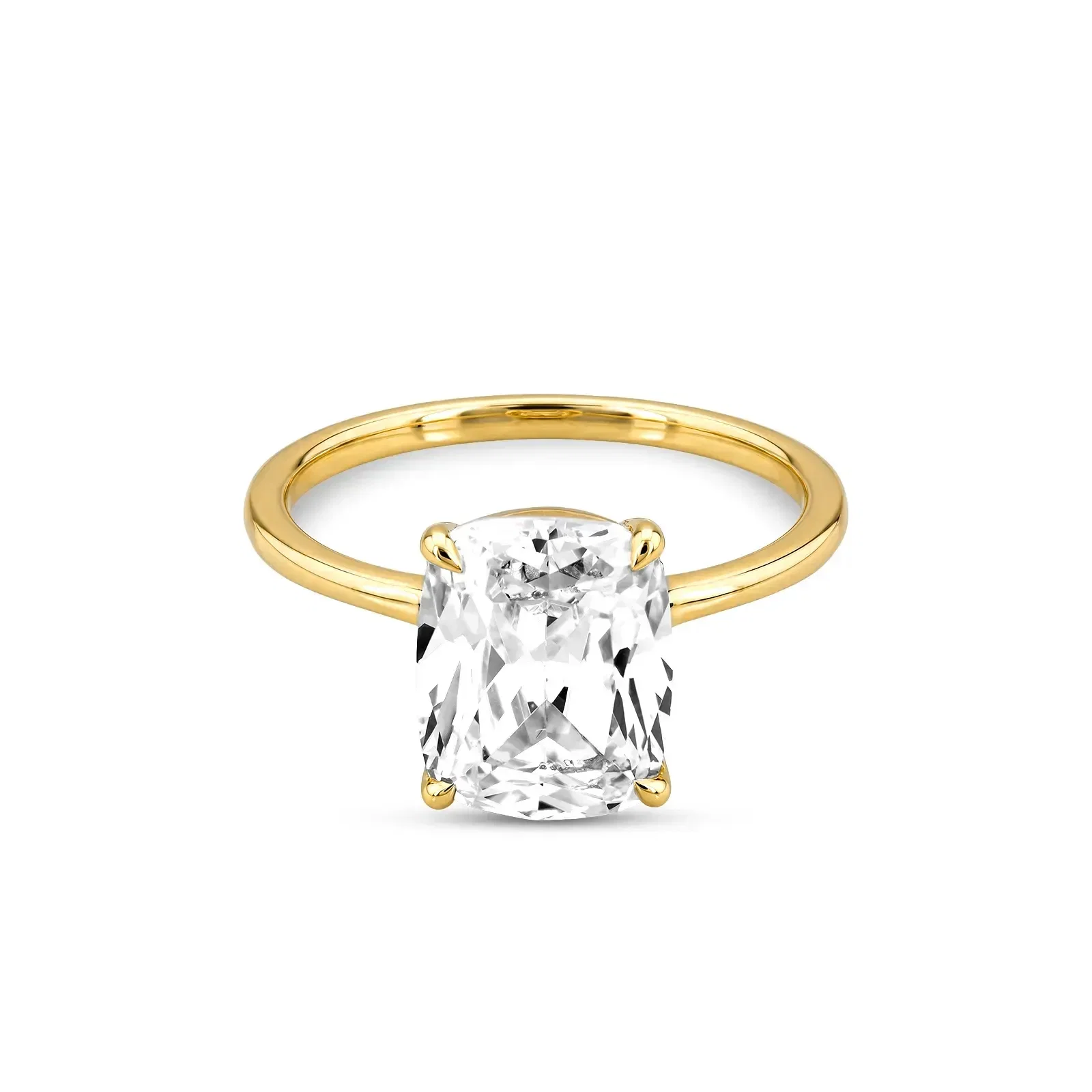 Anel Solitário Life em Prata 925 com Banho de Ouro Amarelo 18K e Zircônia Incolor