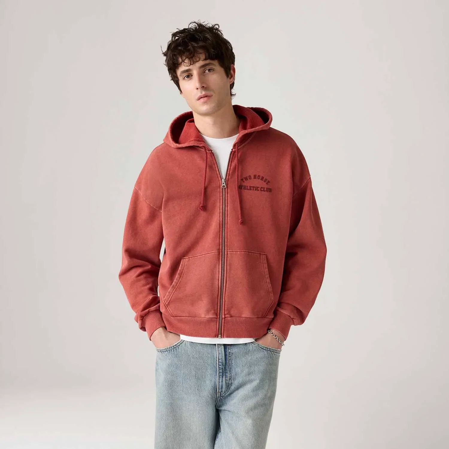 Moletom Levi's® Two Horse com Zípper e Capuz Vermelho