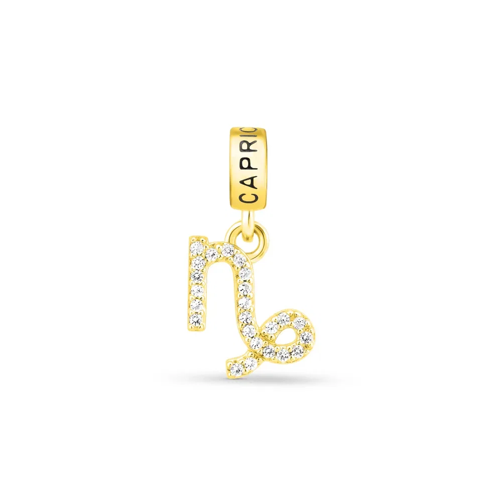 Pingente Life Signo Capricórnio em Prata 925 com Banho de Ouro Amarelo 18k e Pedras Incolores — imagem 1
