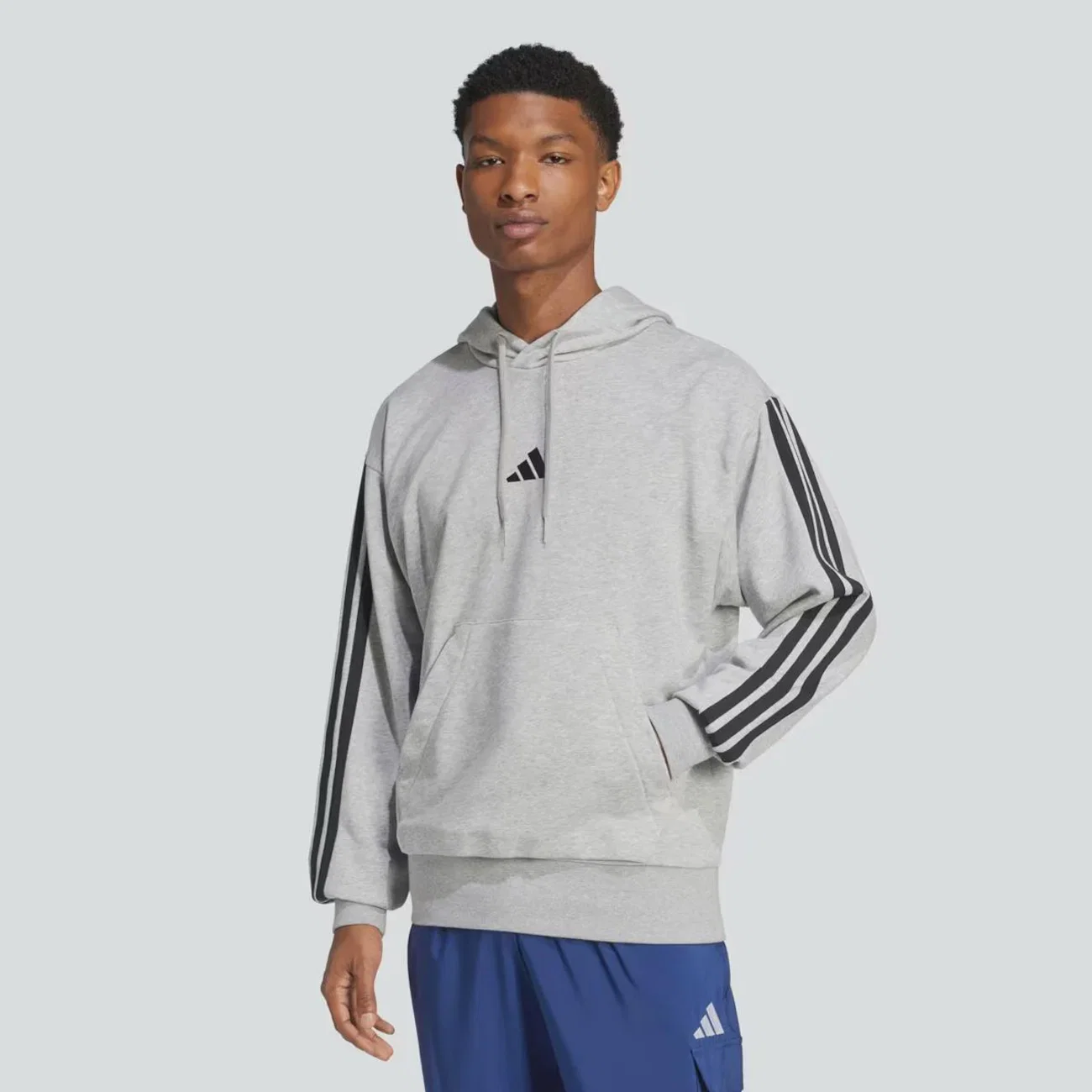 Blusão Moletom Masculino 3 Listras com Capuz Adidas — imagem 1