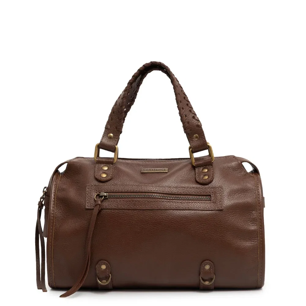 Bolsa Tote Couro Zíper Marrom — imagem 1