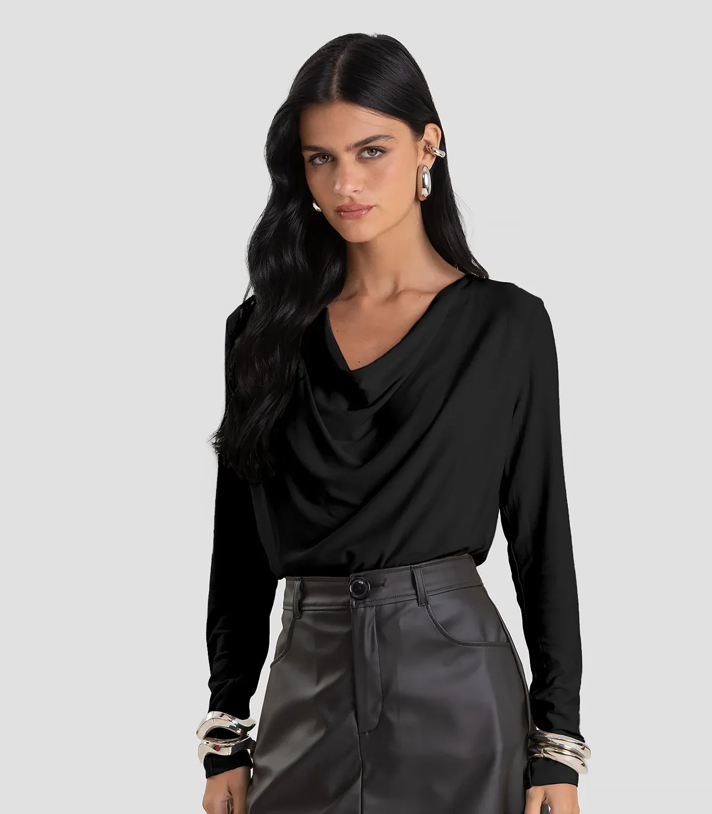 Blusa Feminina Degagê em Malha de Viscose Dianna Preto