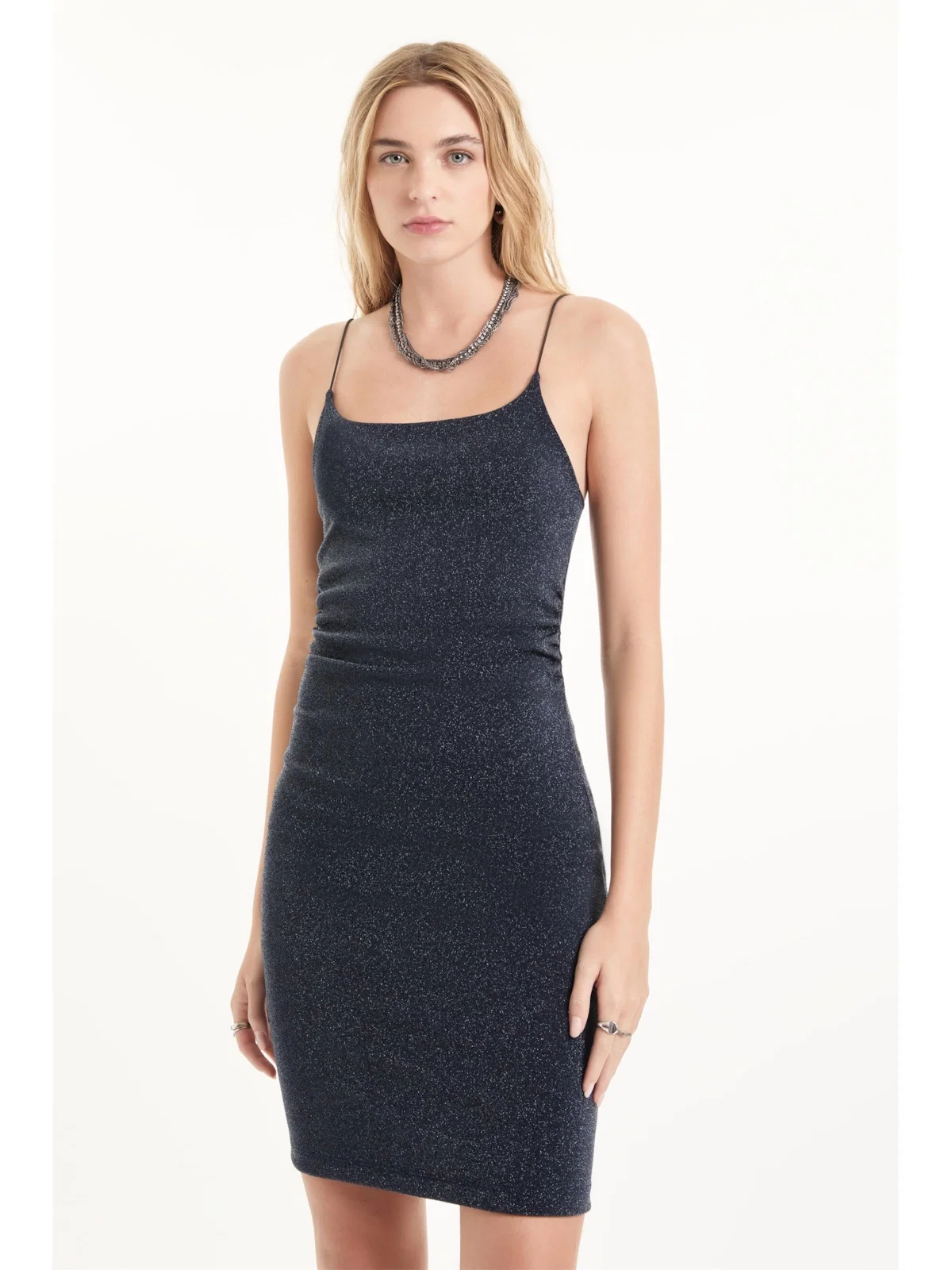 Vestido Jersey Lurex Striped Marinho