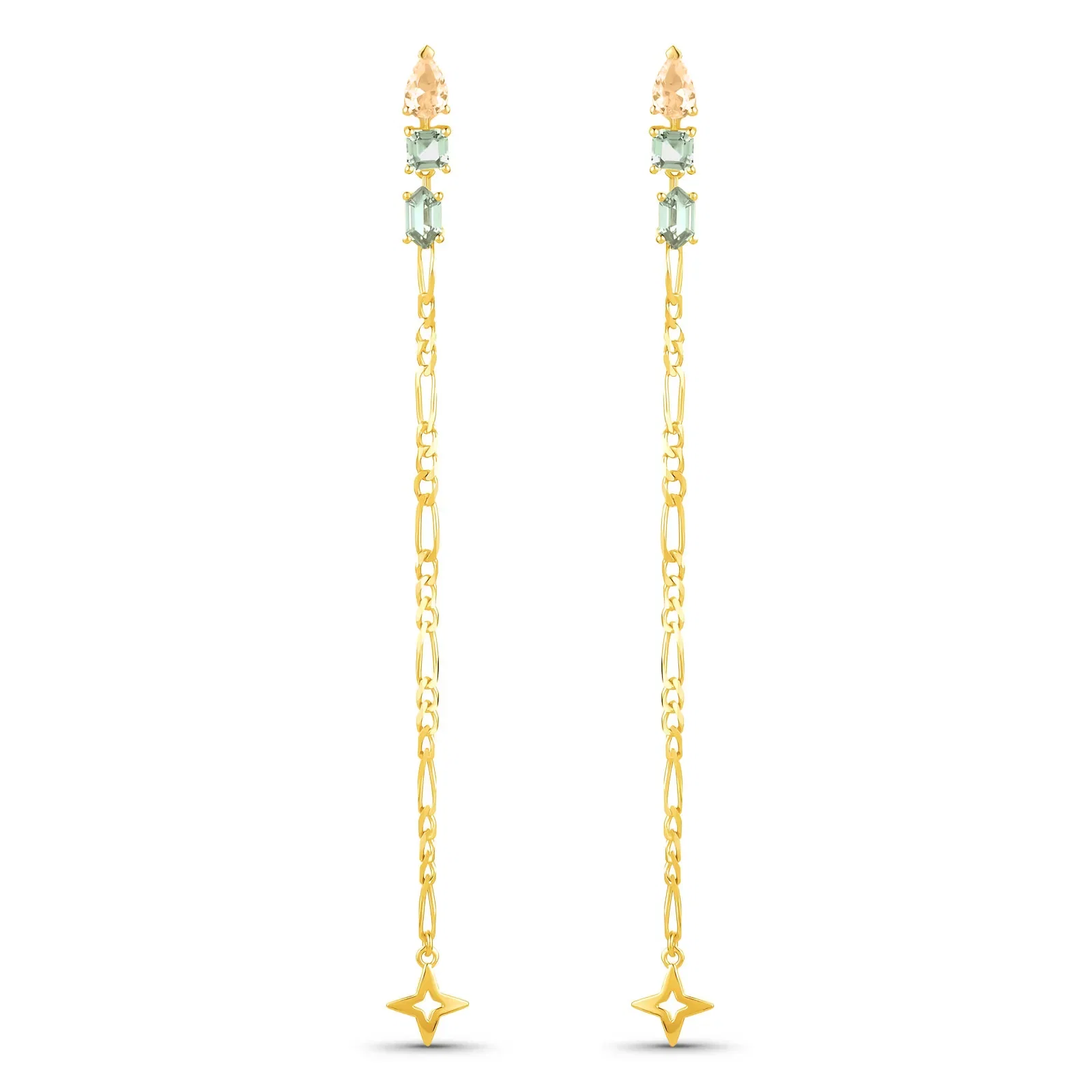 Brinco Life Bellini III em Prata 925 com Banho de Ouro Amarelo 18k, Pedras Verdes e Amarelas — imagem 1