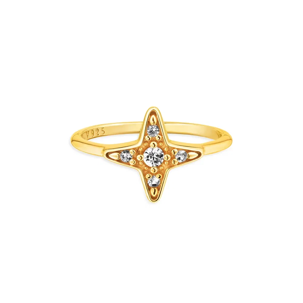 Anel Life Signature Estrela com Banho de Ouro Amarelo
