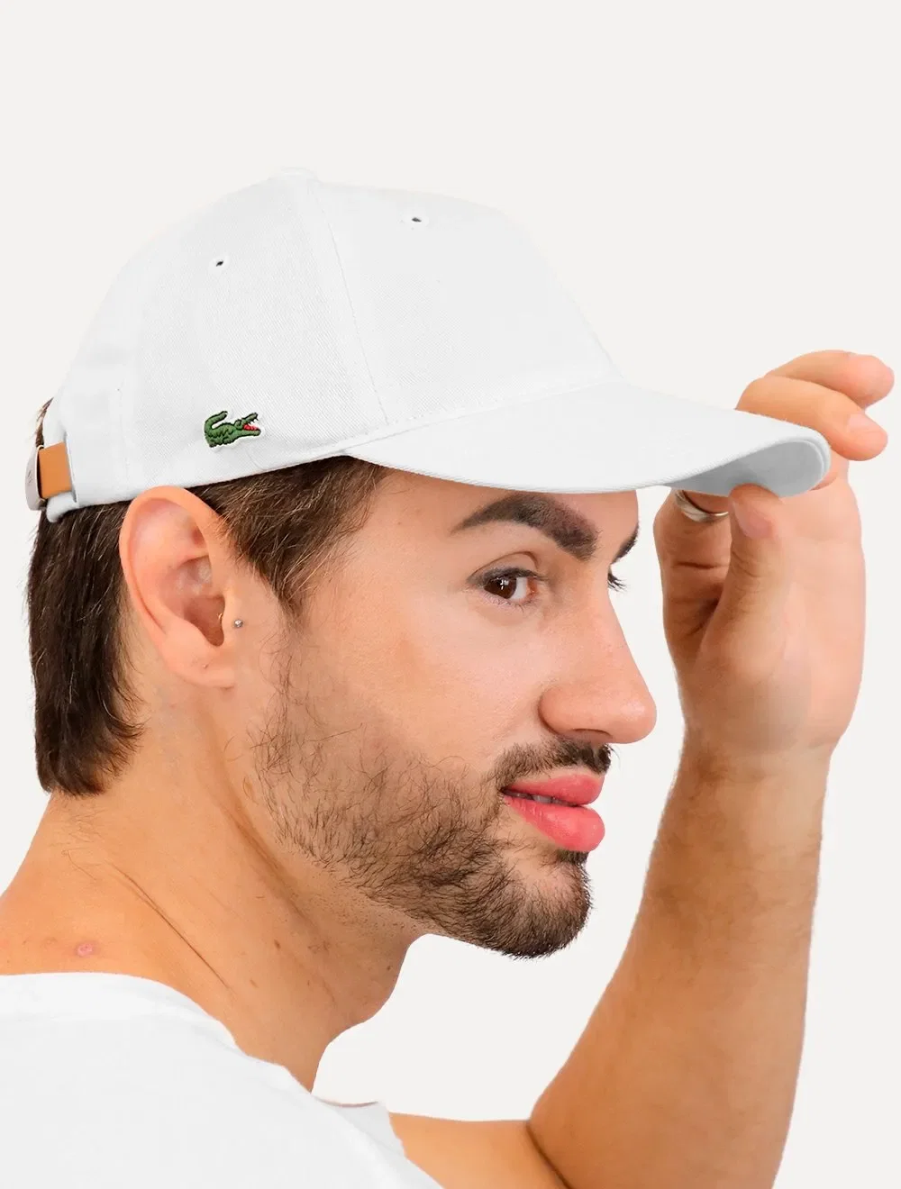 Boné Lacoste Masculino Casual Side Logo Branco