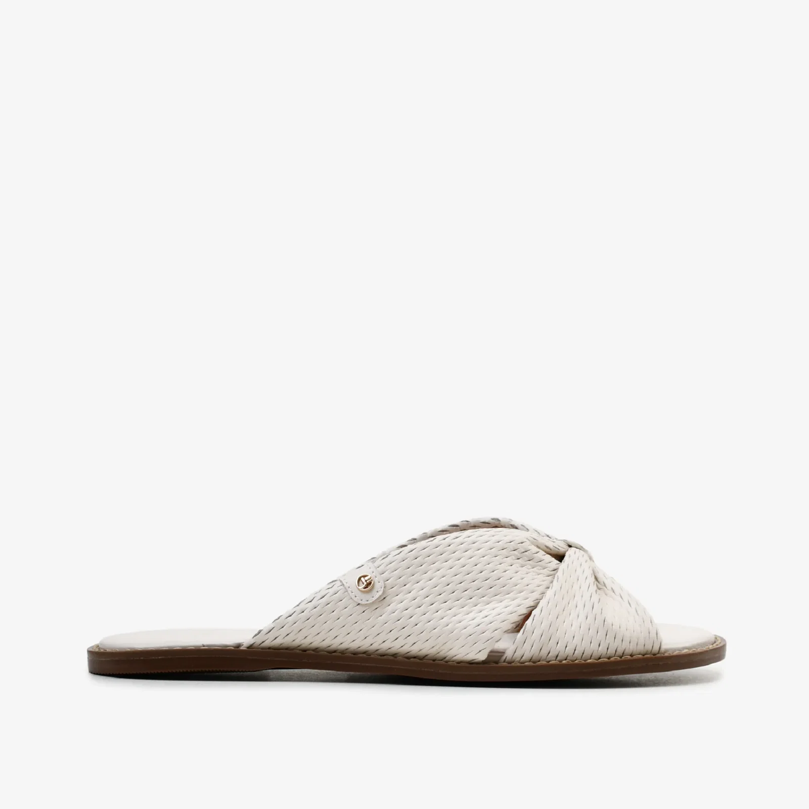 Slide Off White Algodão Couro Nobuck — imagem 1