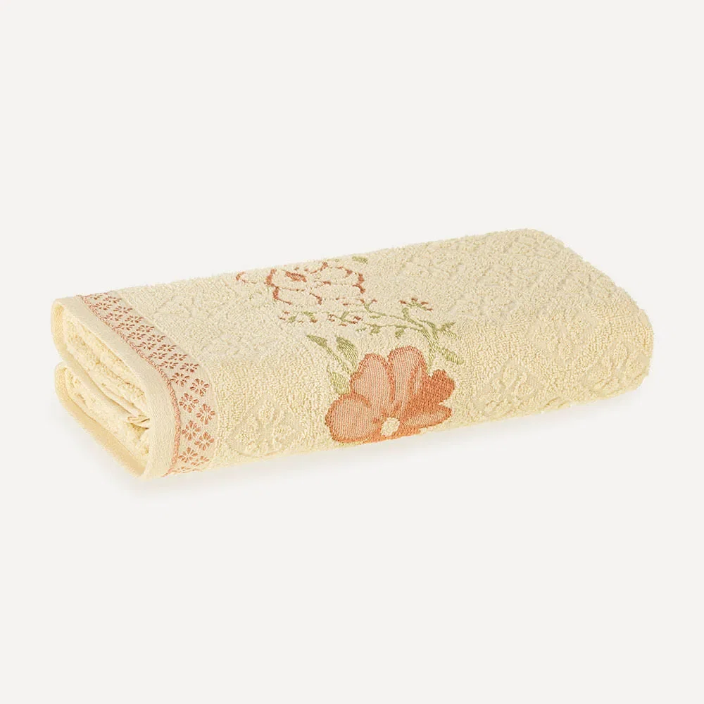 Toalha Fio Cardado Yuna Vanilla / Salmão