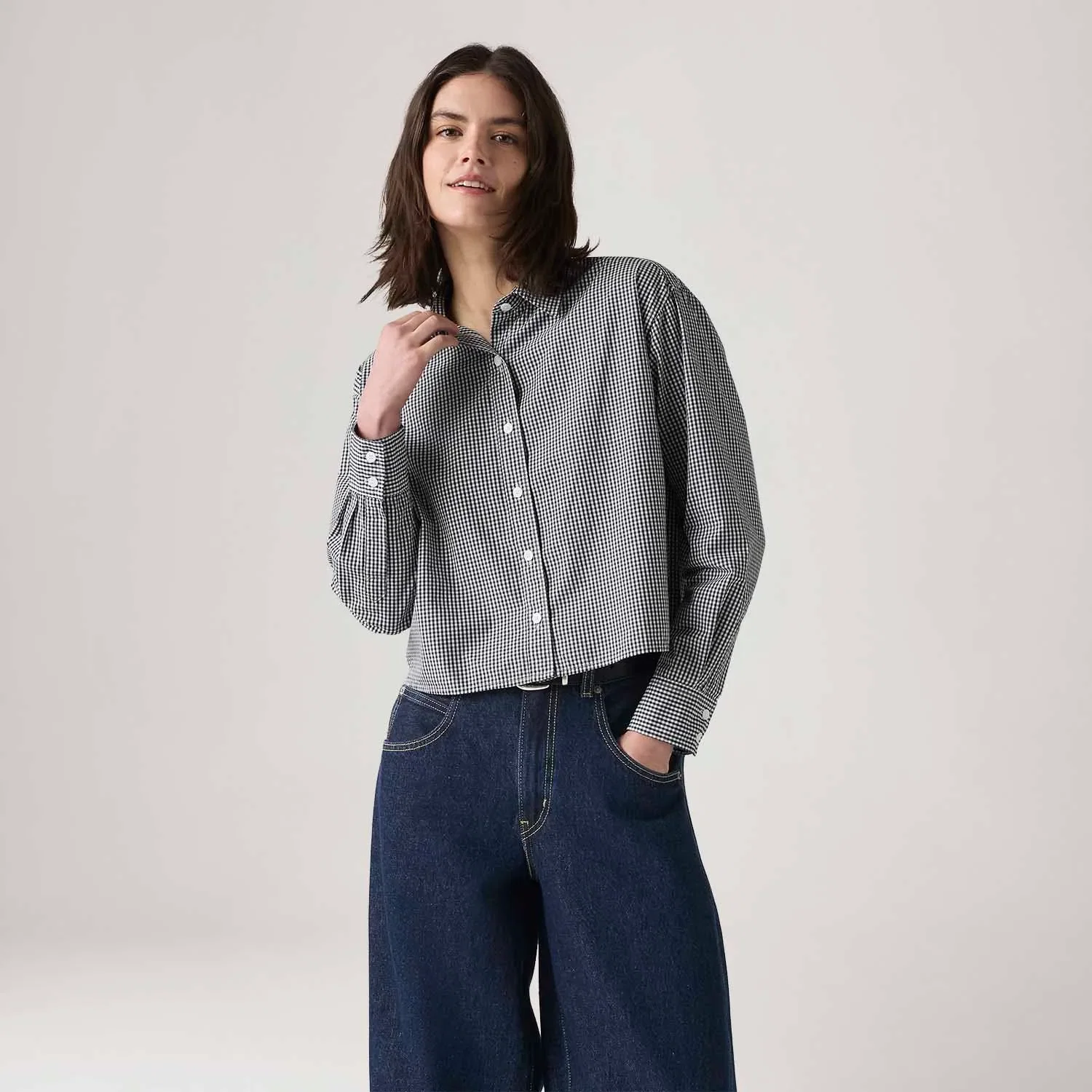 Camisa Levi's® Cropped Harlie Azul Manga Longa — imagem 1