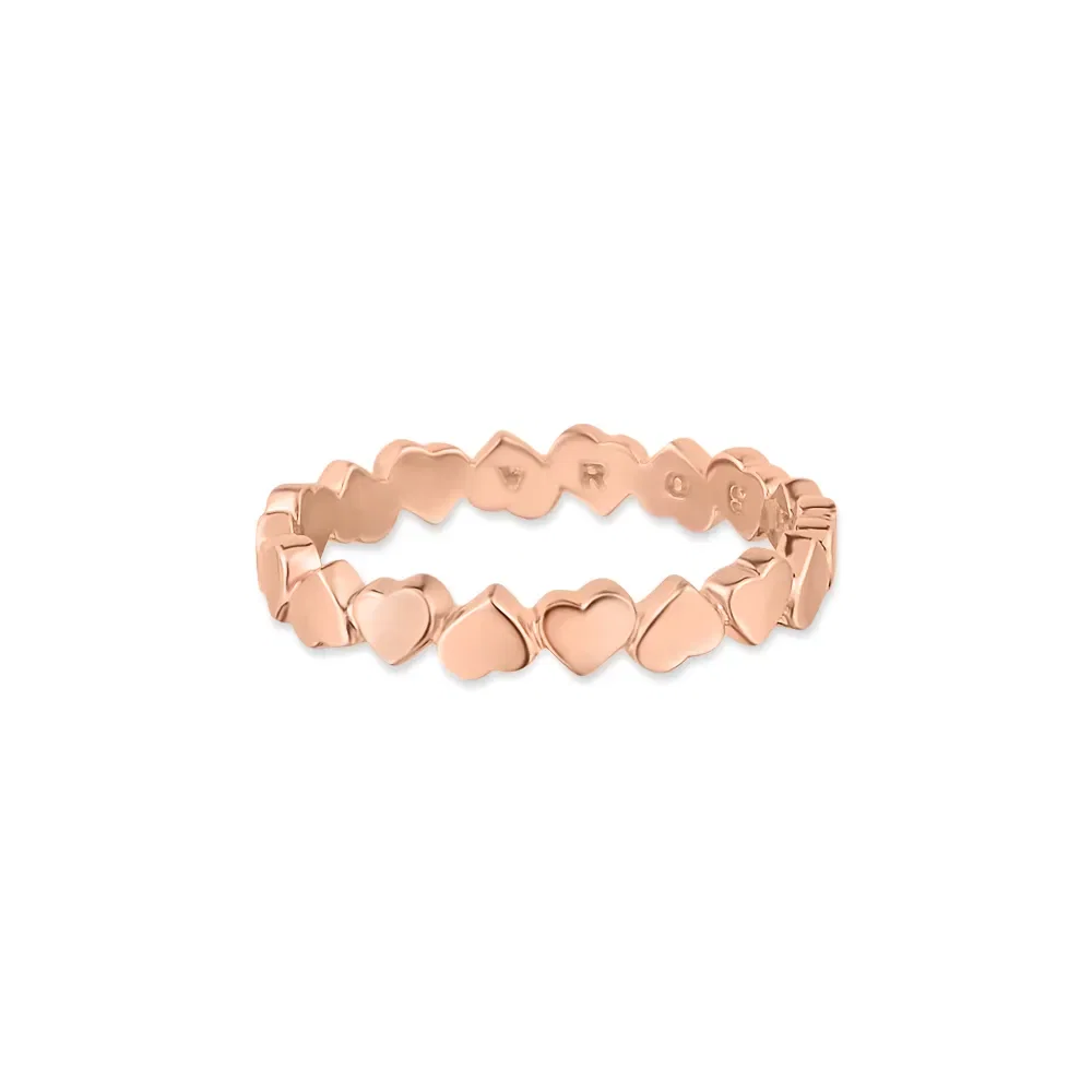 Anel Life Love Corações em Liga Rosé com Banho de Ouro Rosé 18k