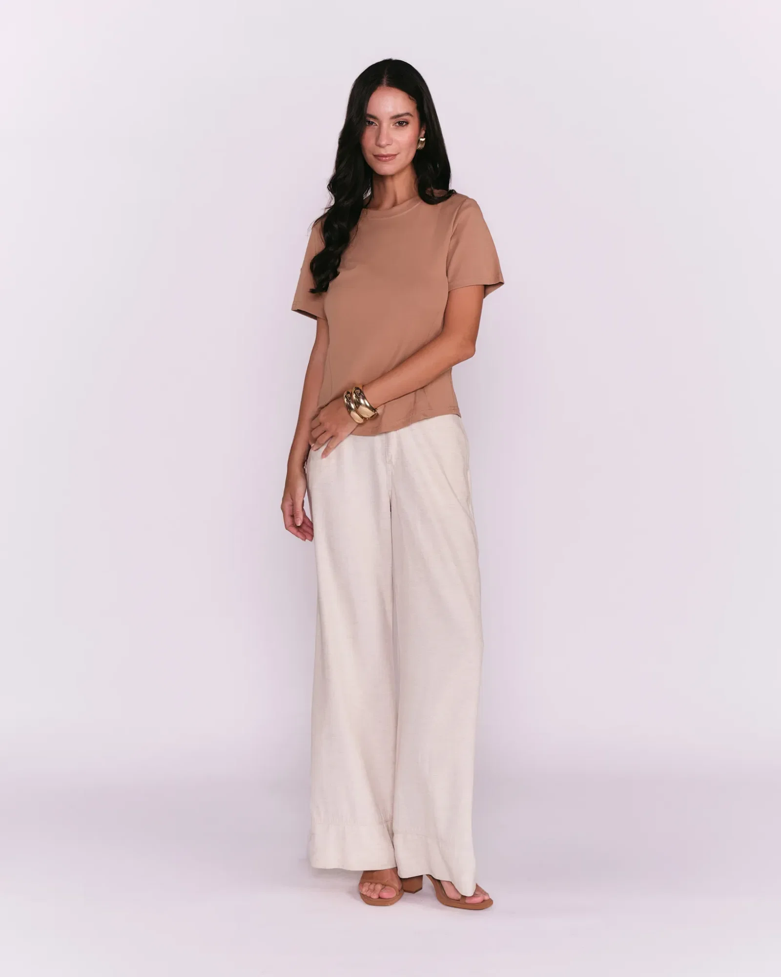 Blusa Tricot Decote Canoa - Bege