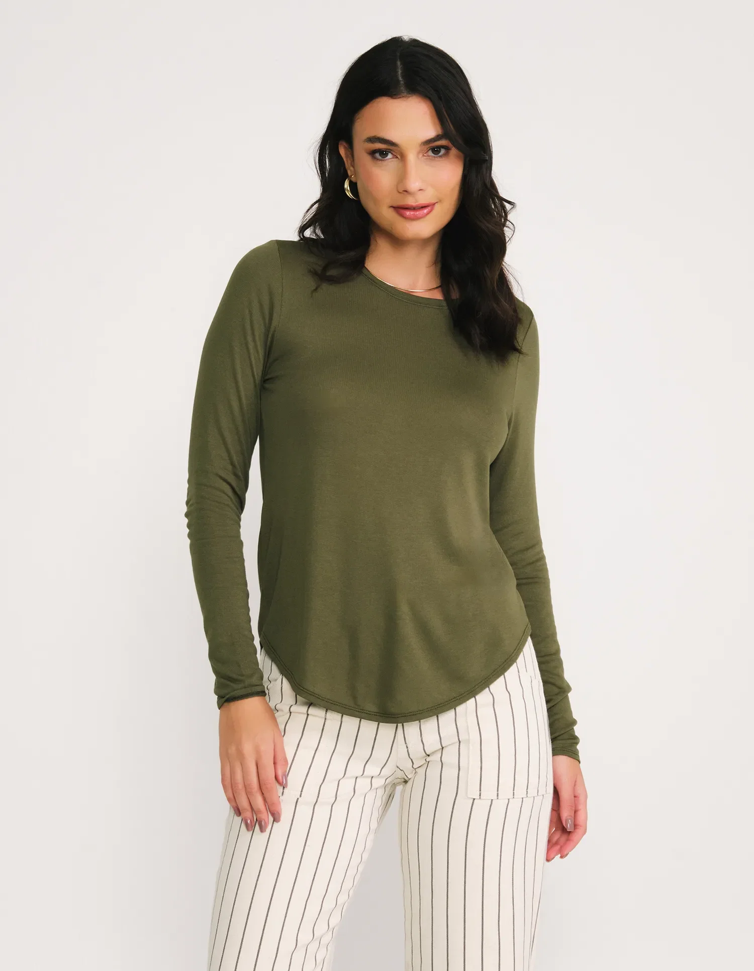 Blusa Manga Longa Fraldada - Verde Oliva — imagem 1