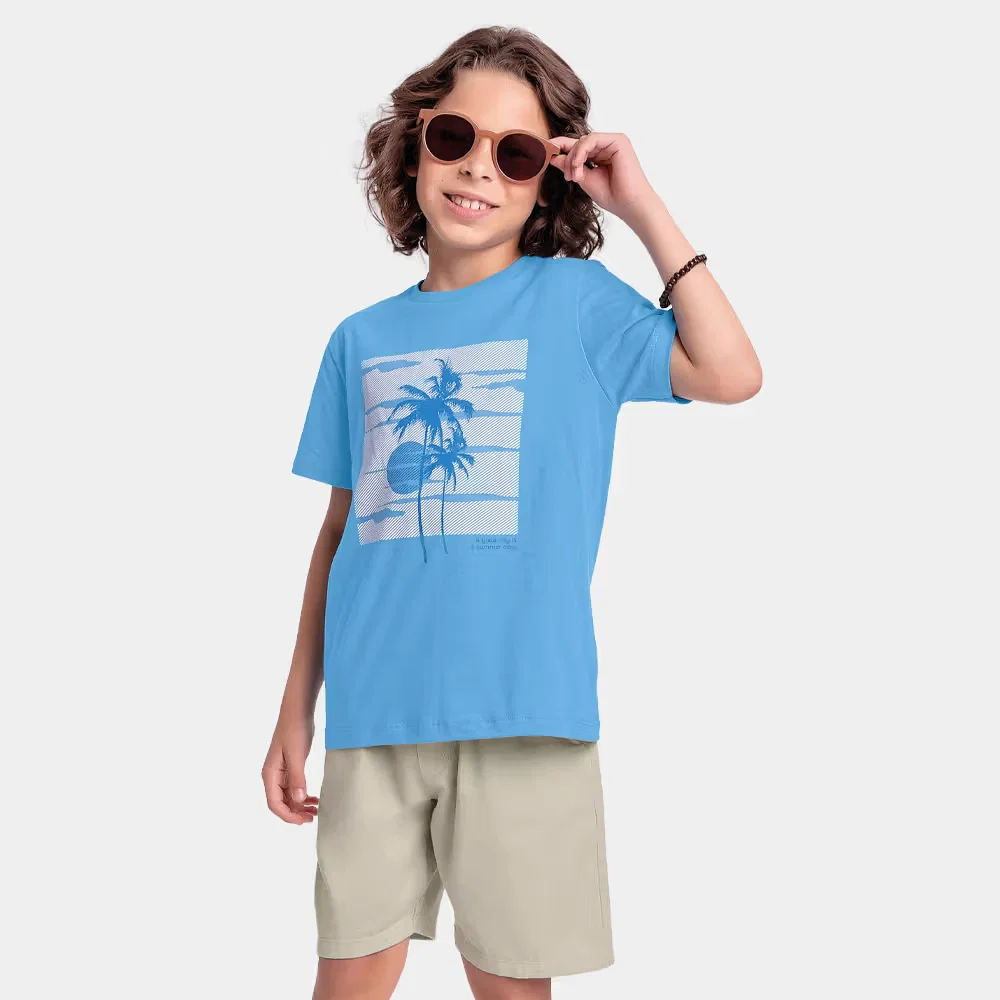Conjunto camiseta surf e bermuda sarja yari com tingimento reativo e bolso