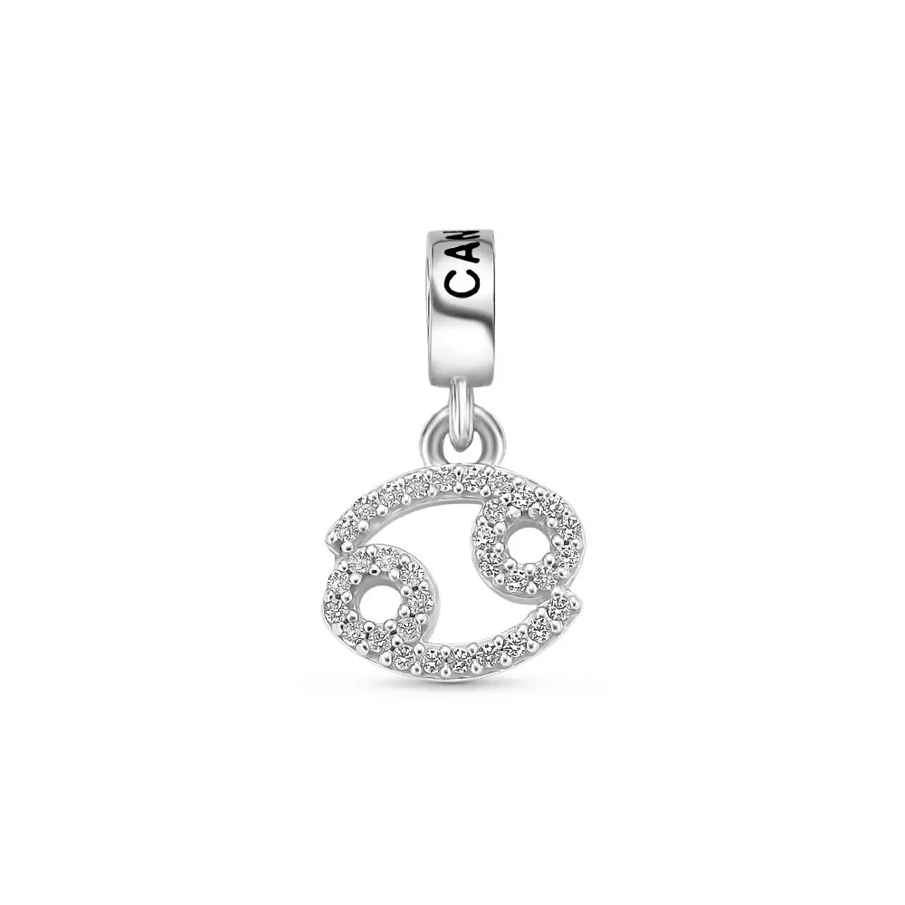 Pingente Life Signo Câncer em Prata 925 com Pedras Incolores — imagem 1