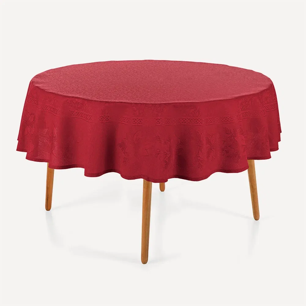 Toalha de Mesa Redonda 6 Lugares Flor Estrela Vermelho — imagem 1