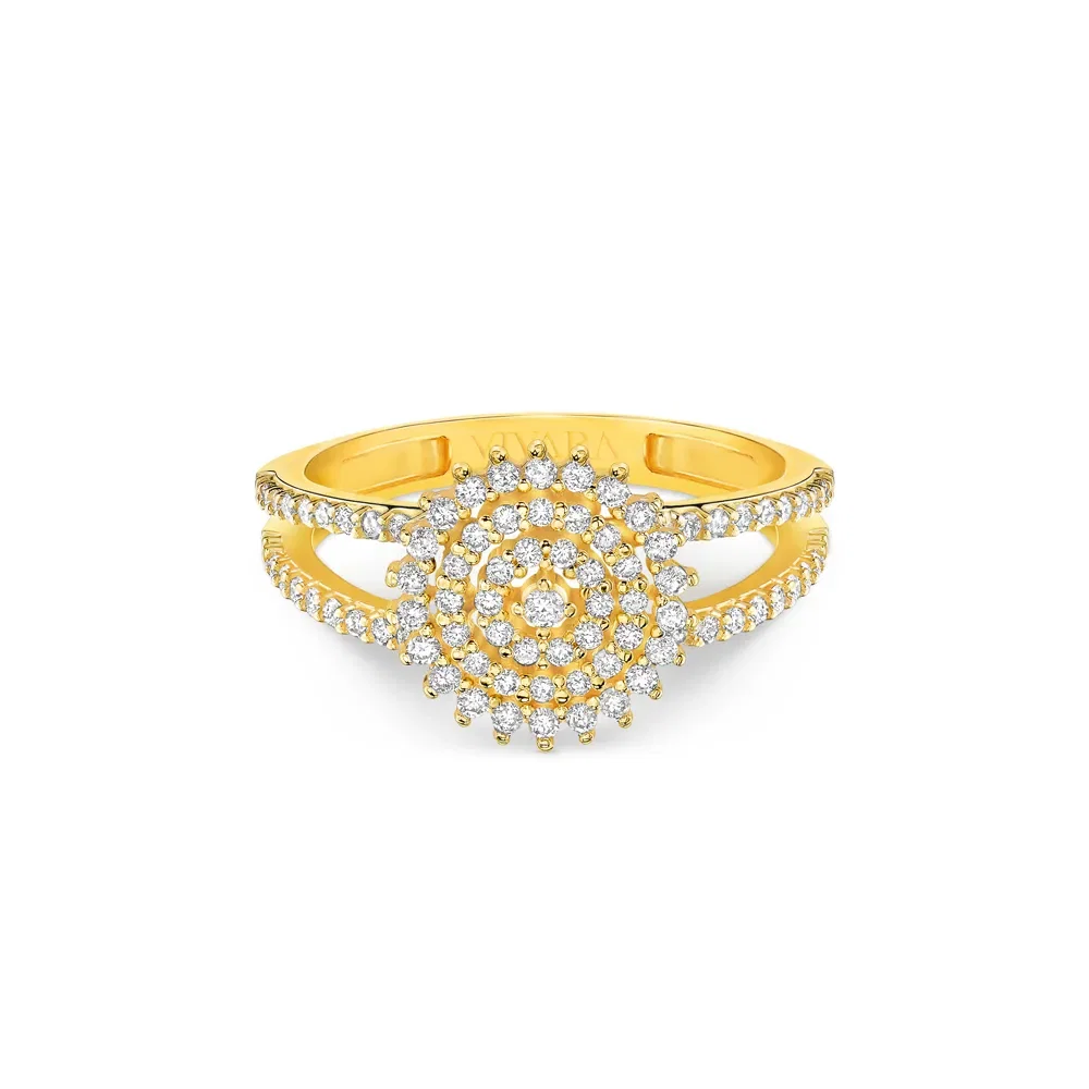 Anel Conjunto Especial em Ouro Amarelo 18k com Diamantes