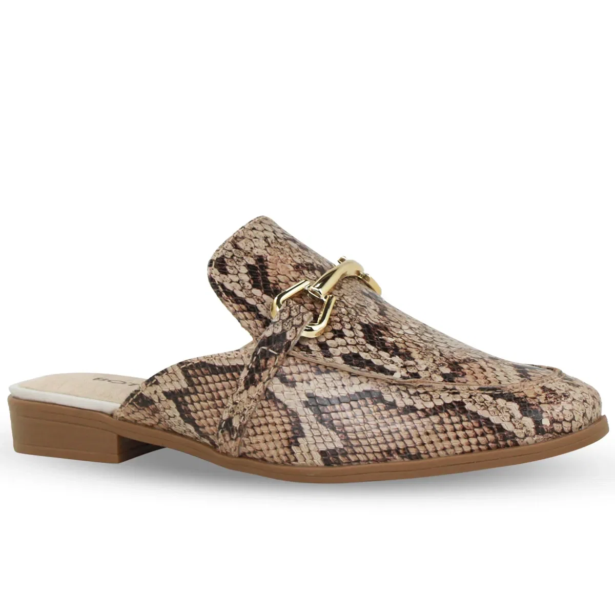 Sapato Mule Couro Snake Natural