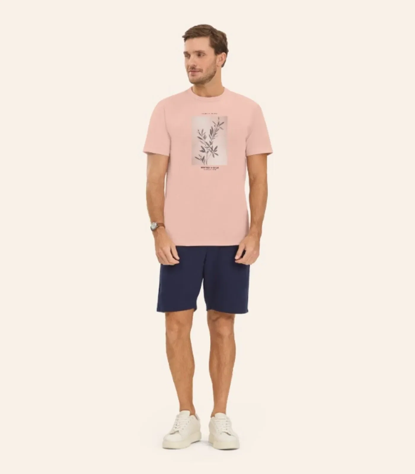 Camiseta Masculina em Meia Malha Diametro Rosa