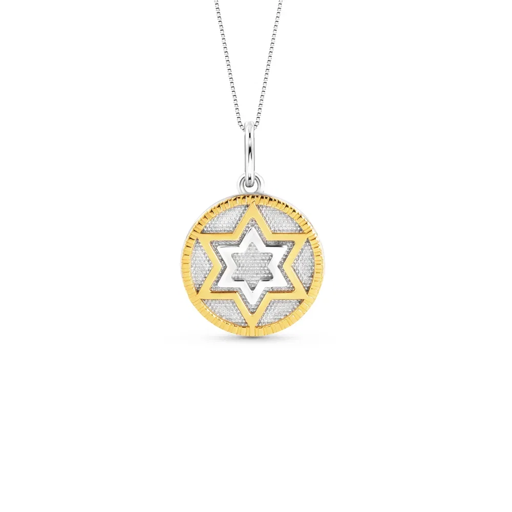 Pingente Estrela de Davi em Prata 925 e Ouro Amarelo 18k, 25mm — imagem 1
