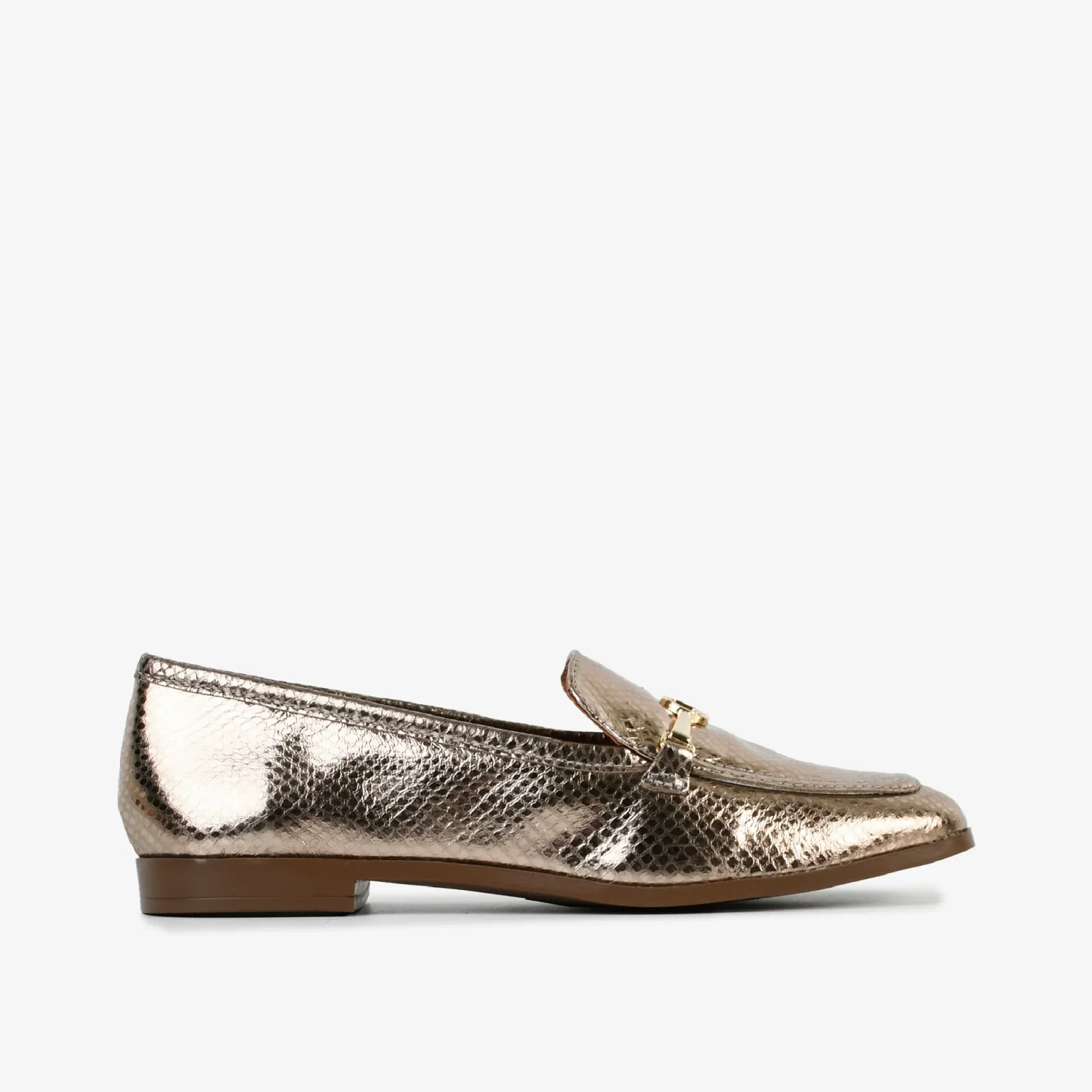 Loafer Ouro Dark Gold Couro Snake