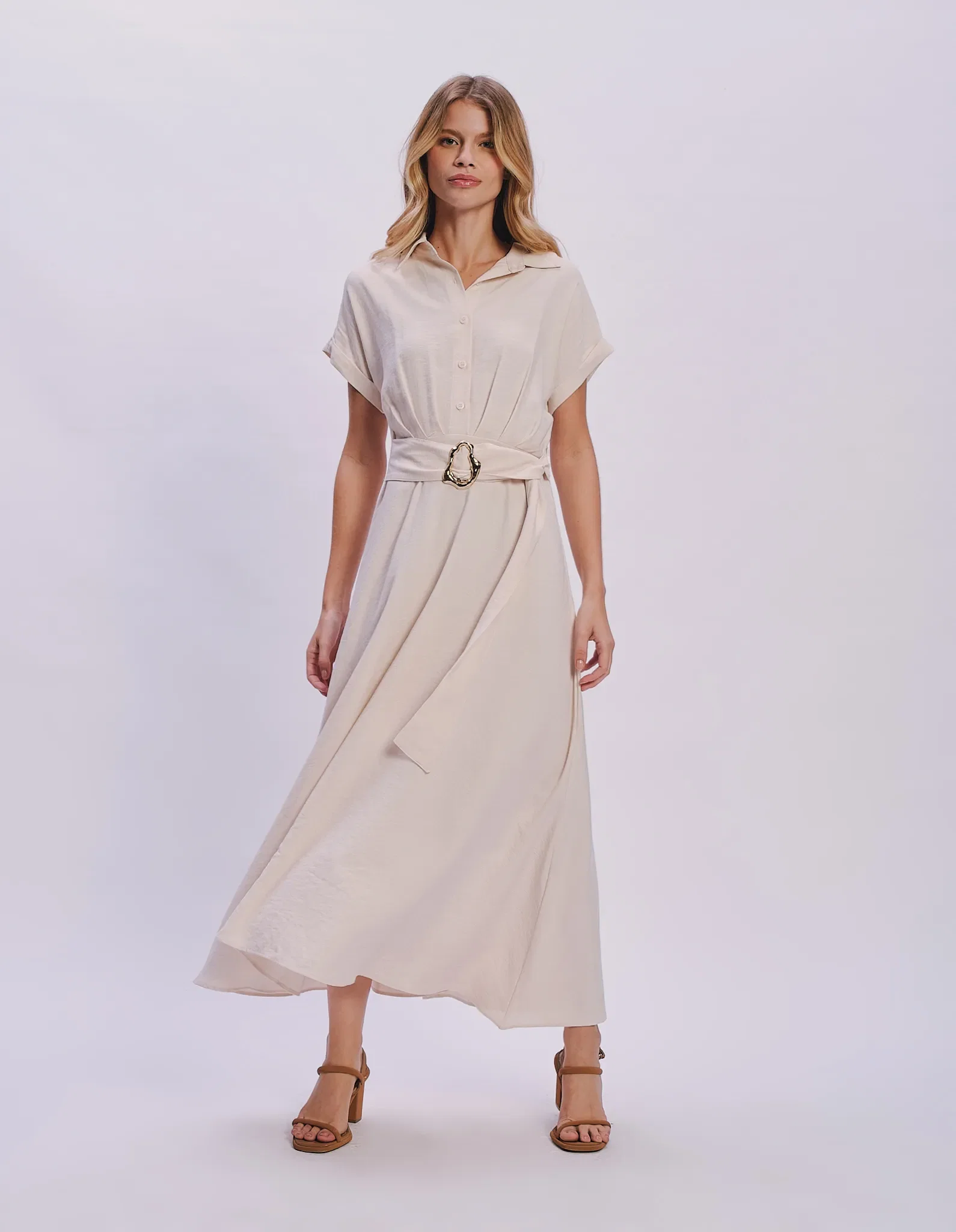 Chemise Cinto Metal Orgânico - Areia