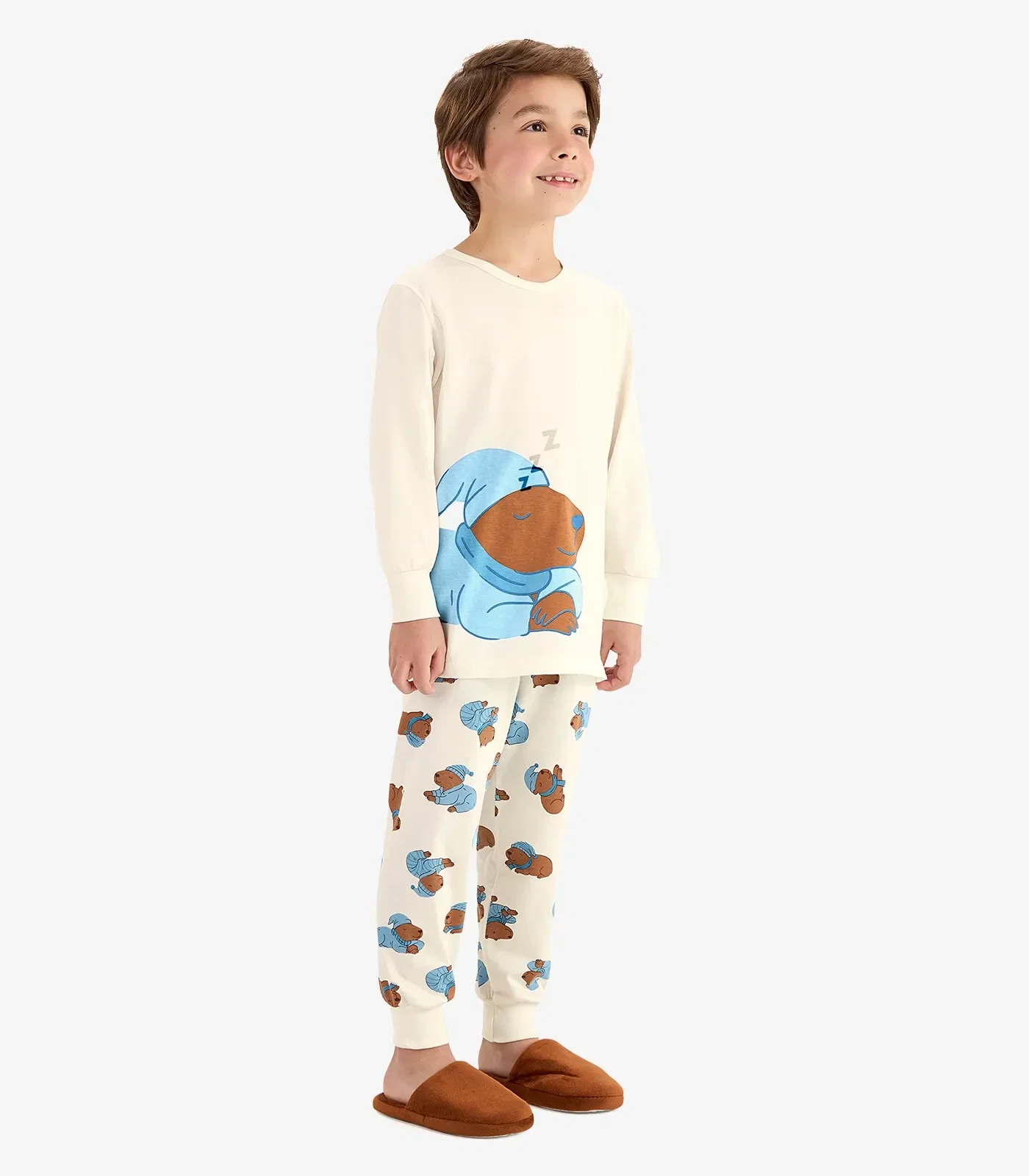 Pijama em Meia Malha Rovi Kids Bege