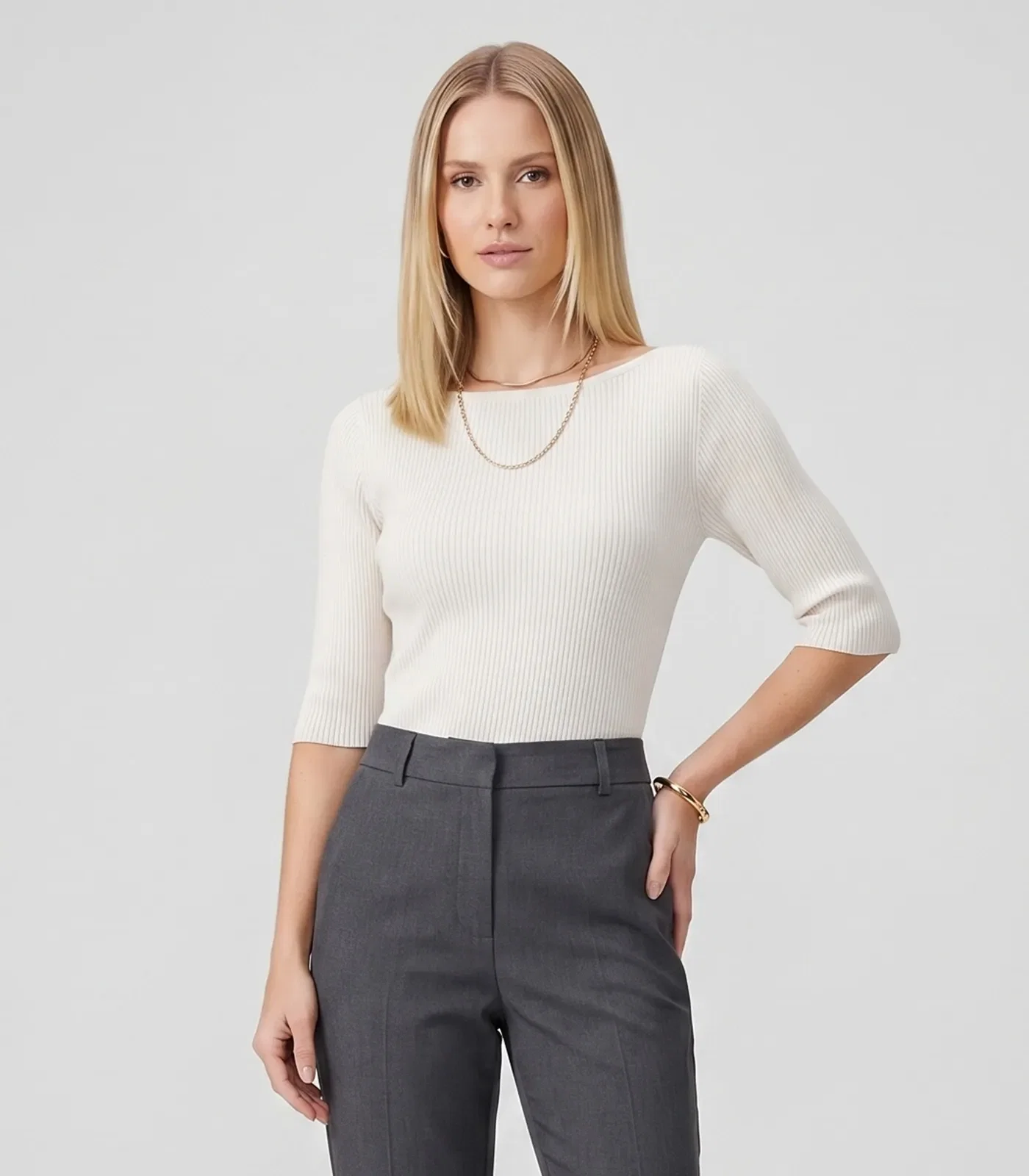 Blusa Feminina Tricot Decote Canoa Endless Bege