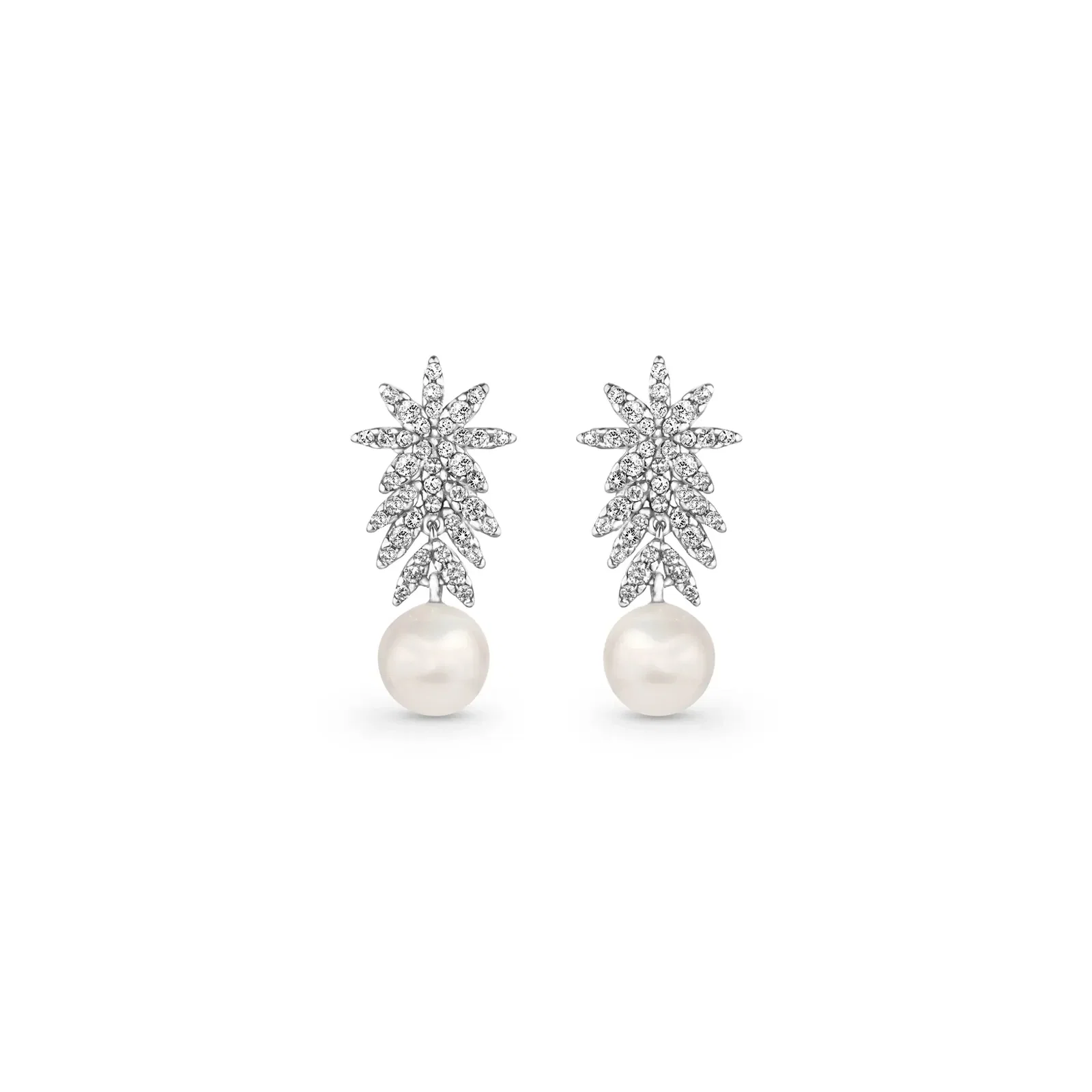 Brinco Fiori em Ouro Branco 18k com Pérola e Diamantes 0,78 ct — imagem 1