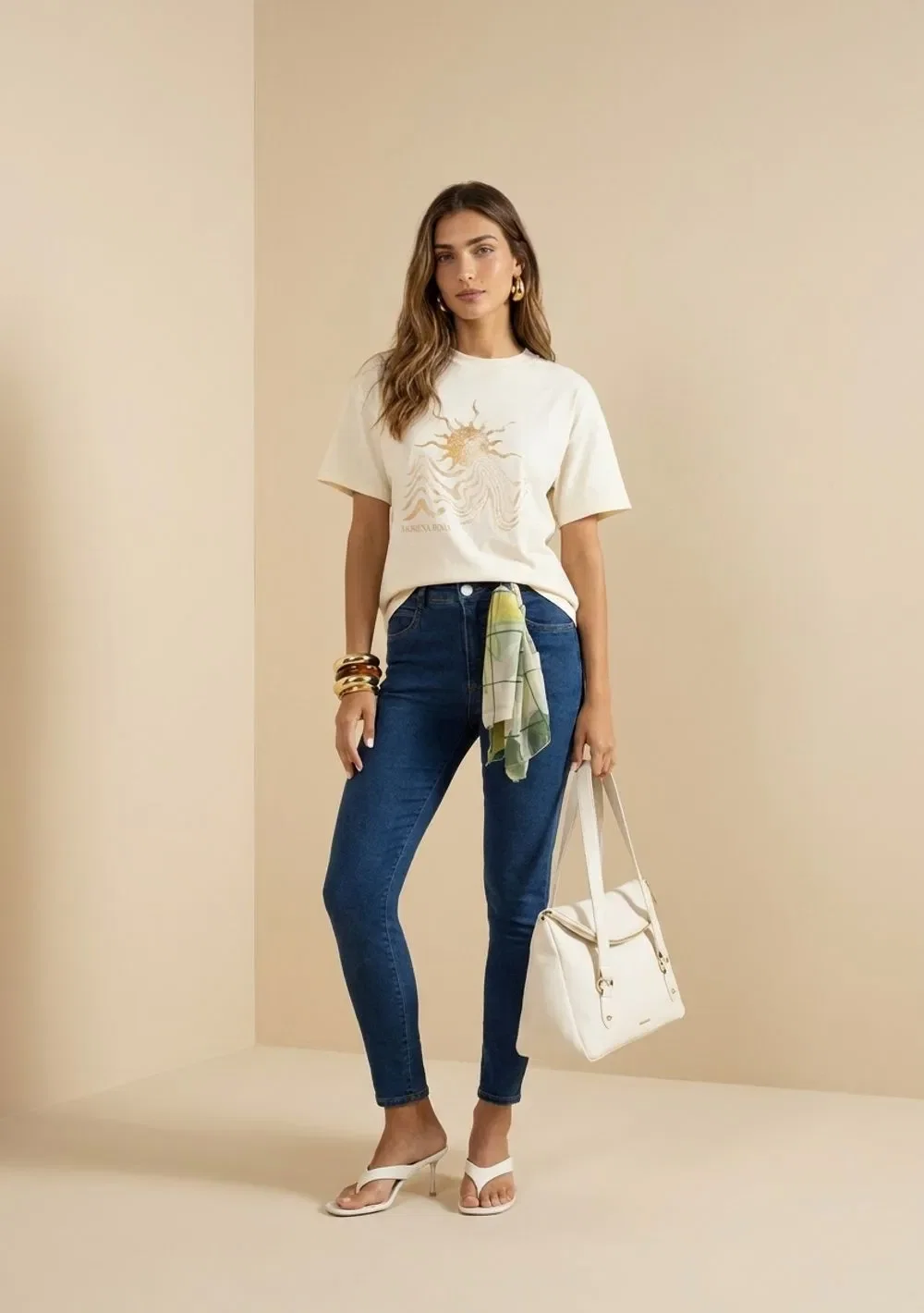 Calça Cigarrete Alta Azul