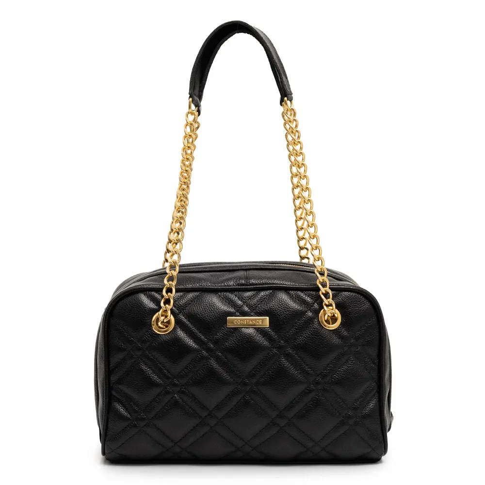 Bolsa Ombro Couro Matelassê Preto